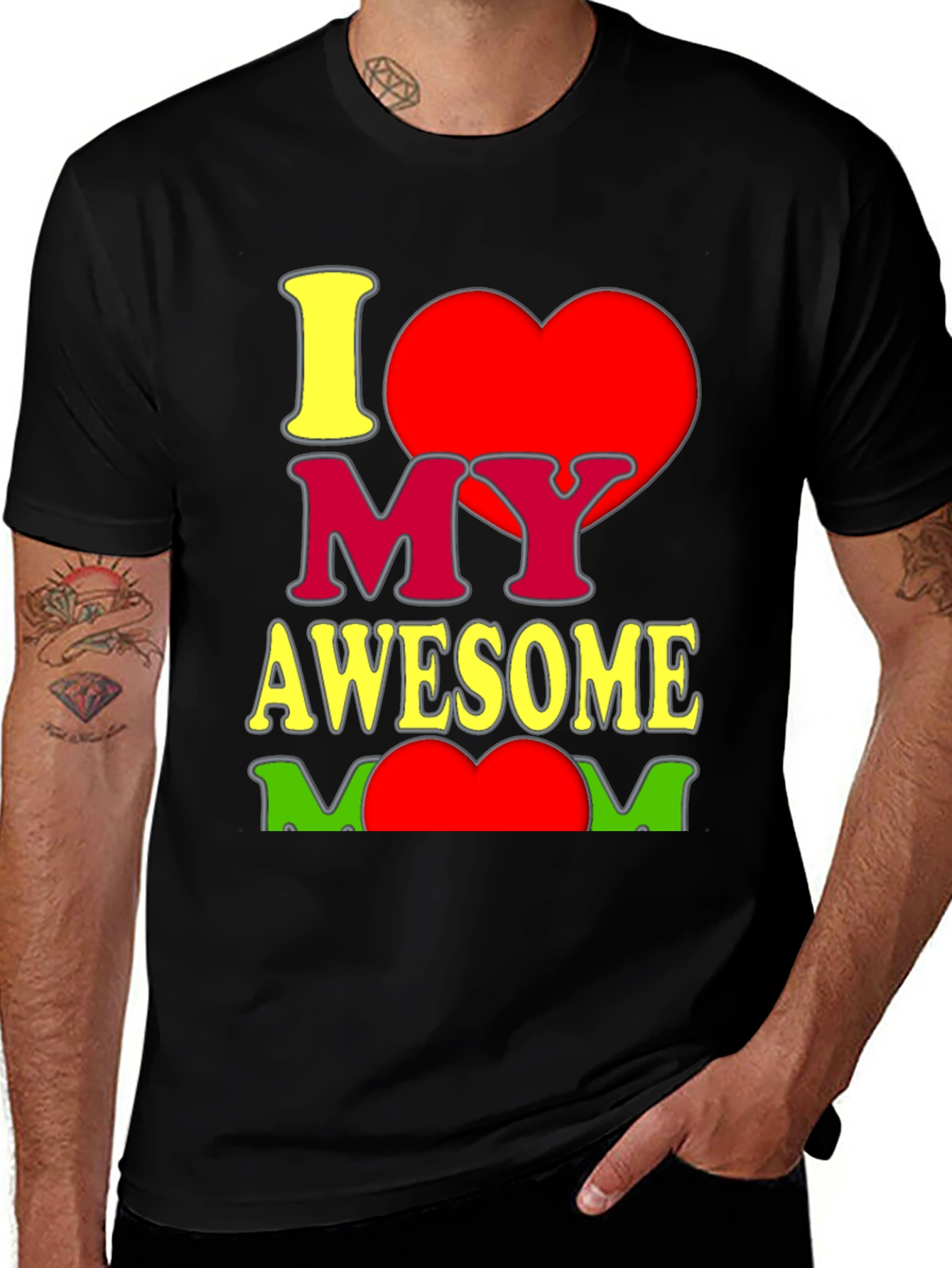 I Heart My Awesome Mom Graphic T-Shirt - Black