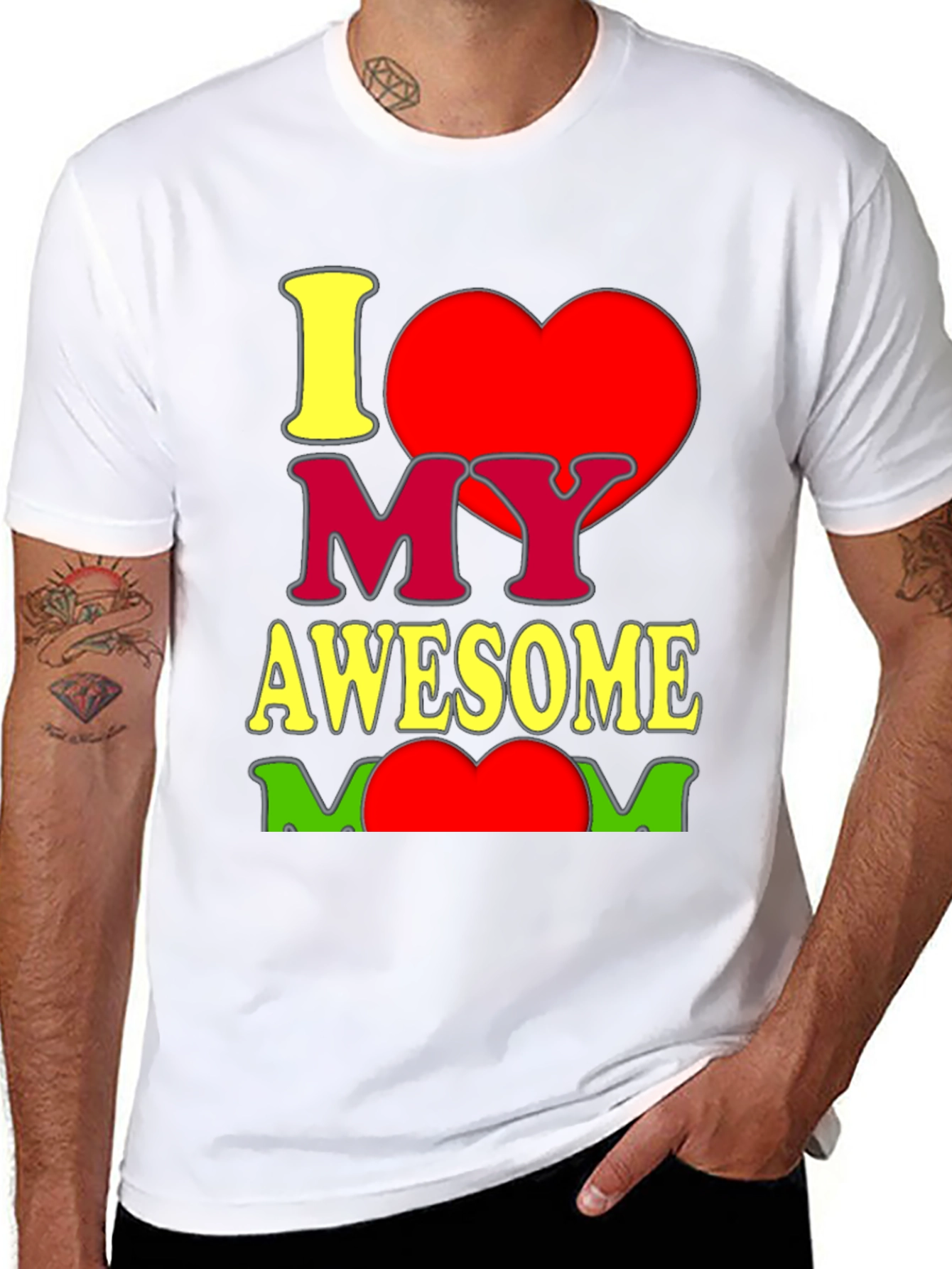 I Heart My Awesome Mom Graphic T-Shirt - Black