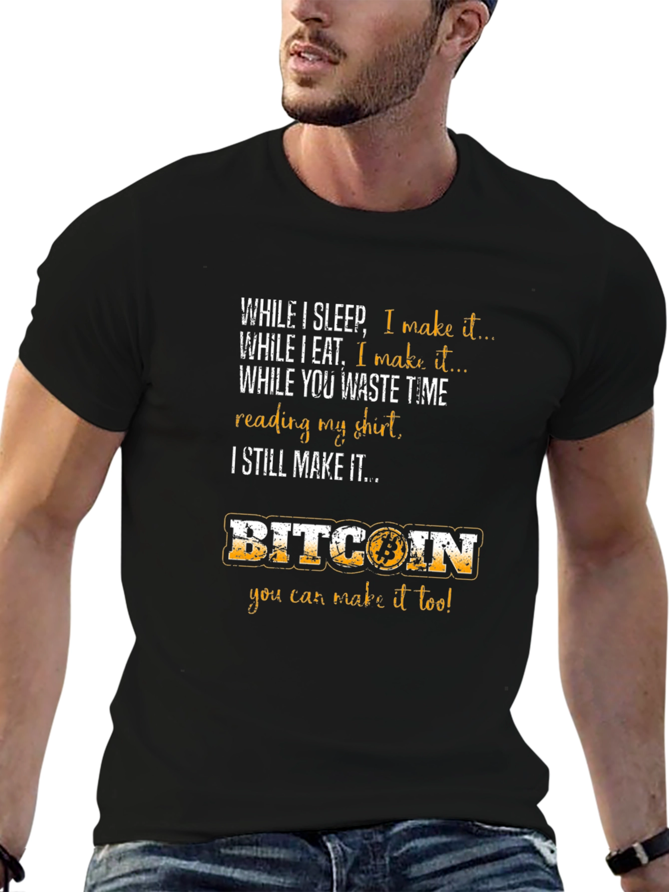 Bitcoin T-Shirt - Crypto Makes Money While You Sleep
