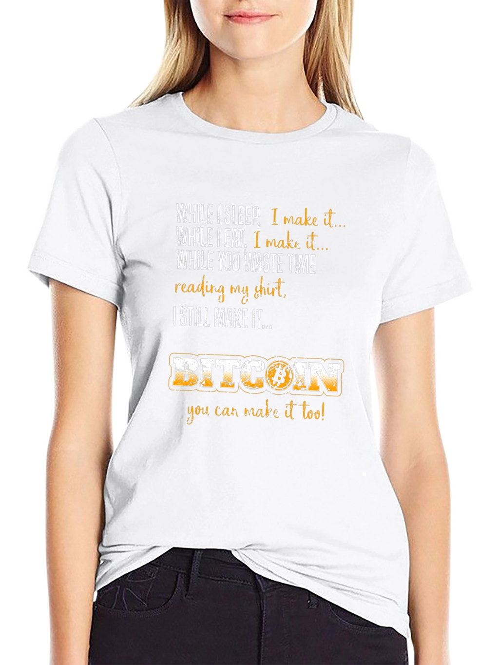 Bitcoin T-Shirt - Crypto Makes Money While You Sleep