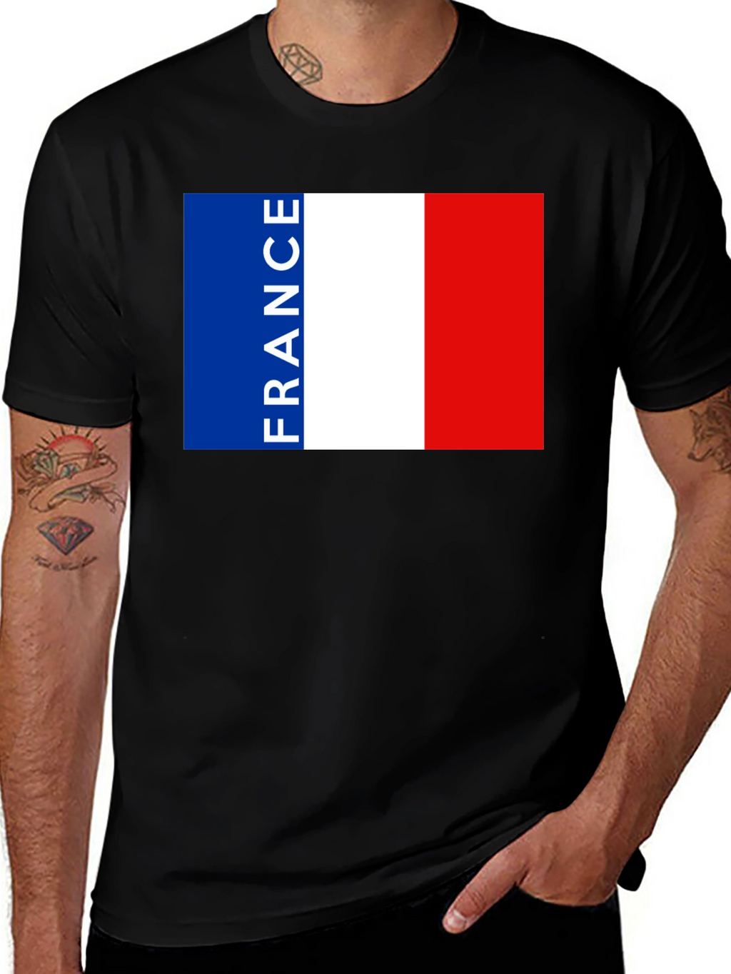 France Flag T-Shirt - Black Graphic Tee