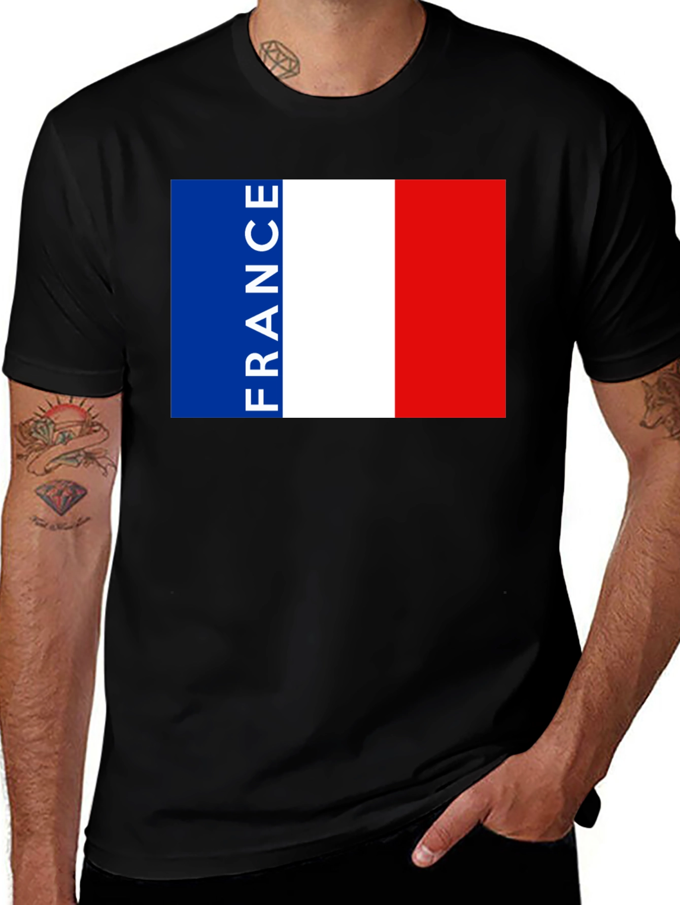 France Flag T-Shirt - Black Graphic Tee