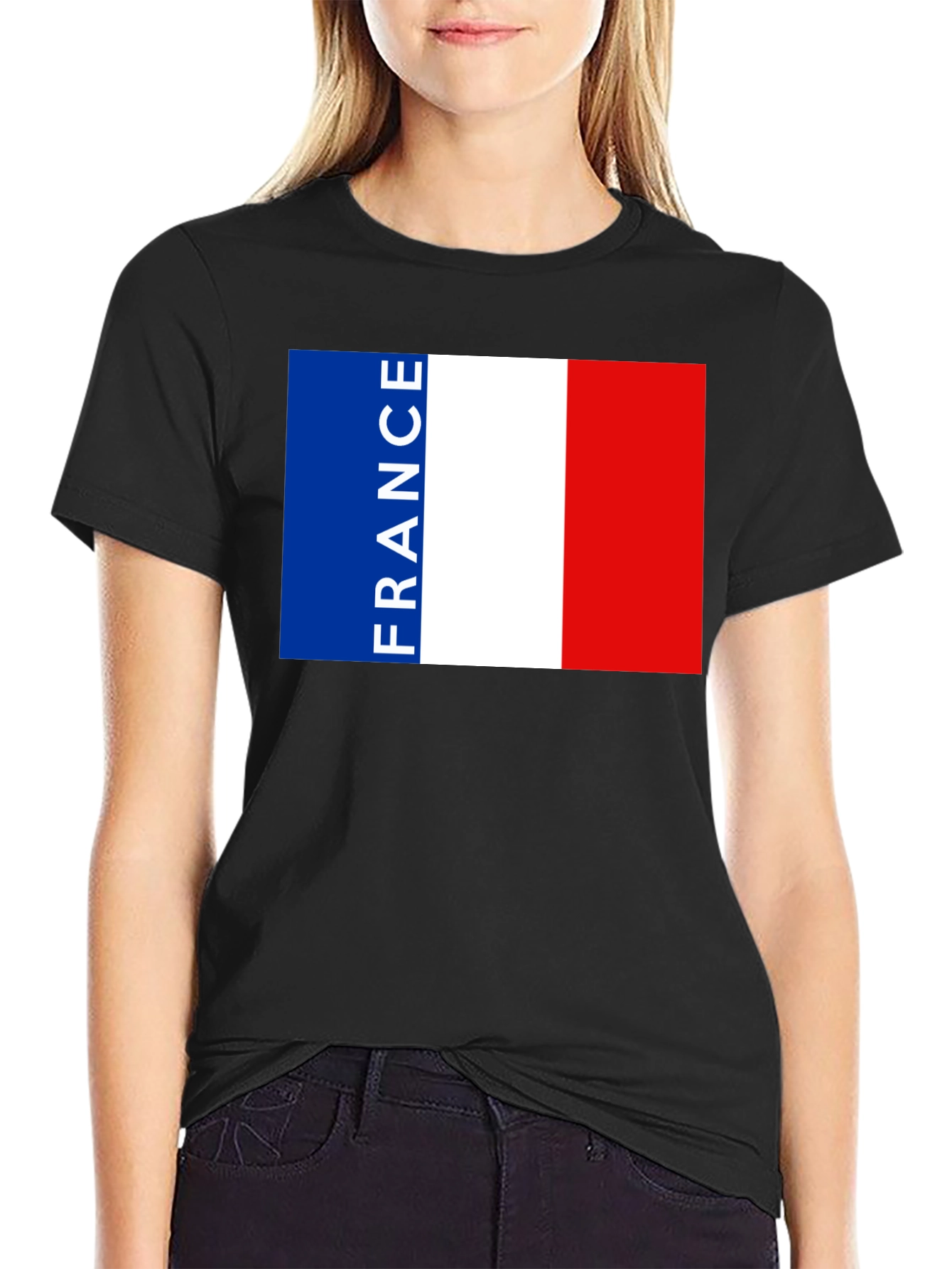 France Flag T-Shirt - Black Graphic Tee