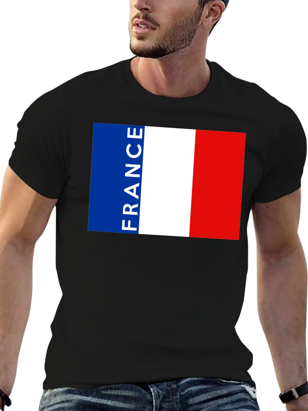 France Flag T-Shirt - Black Graphic Tee