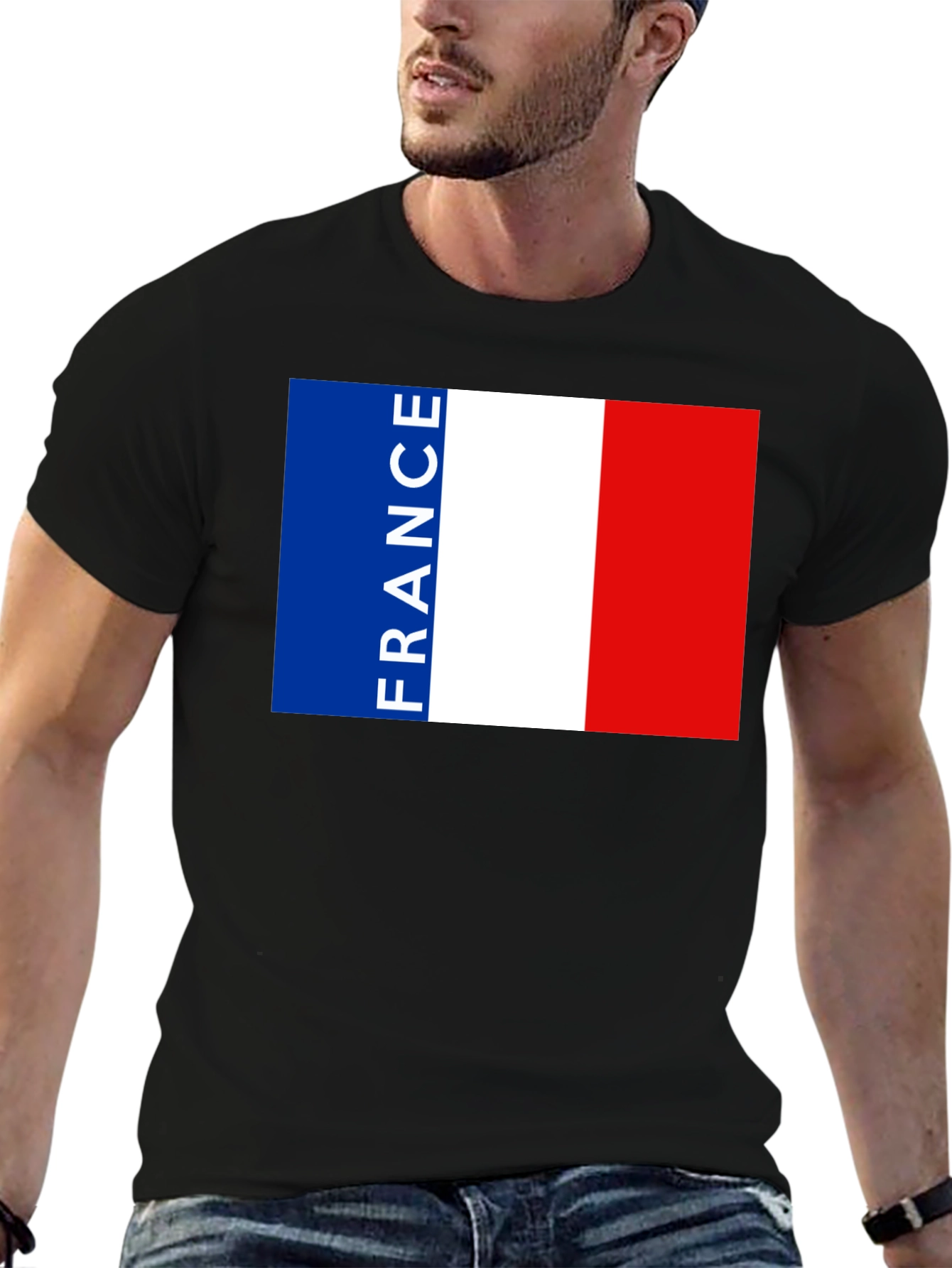 France Flag T-Shirt - Black Graphic Tee