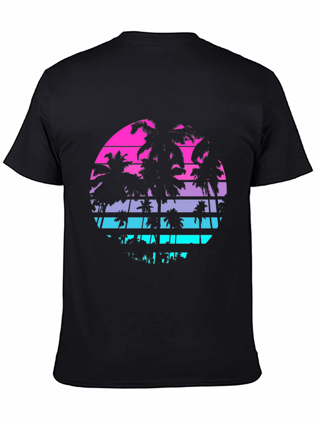 Retro Sunset Palm Tree T-Shirt - Mens Black Graphic Tee