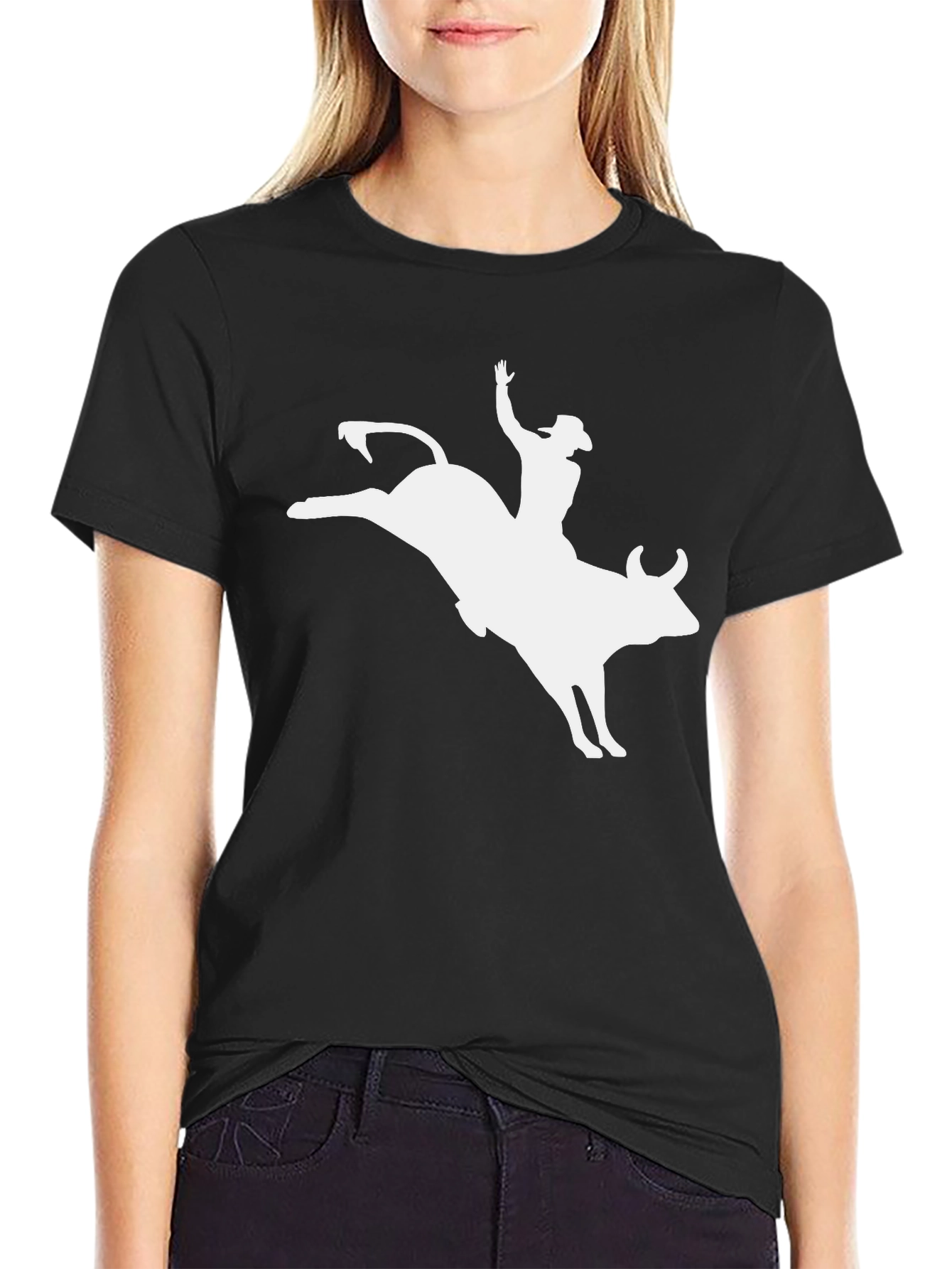 Rodeo Rider T-Shirt - Black Cotton Bull Riding Tee