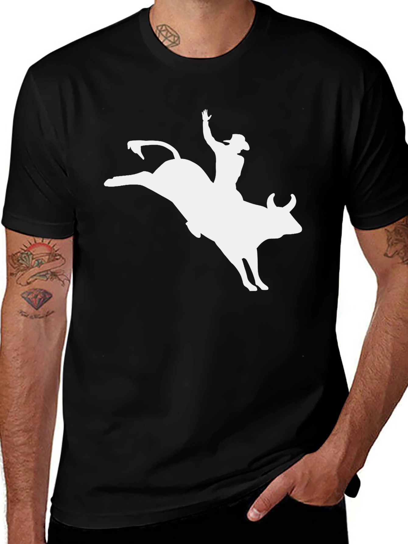 Rodeo Rider T-Shirt - Black Cotton Bull Riding Tee
