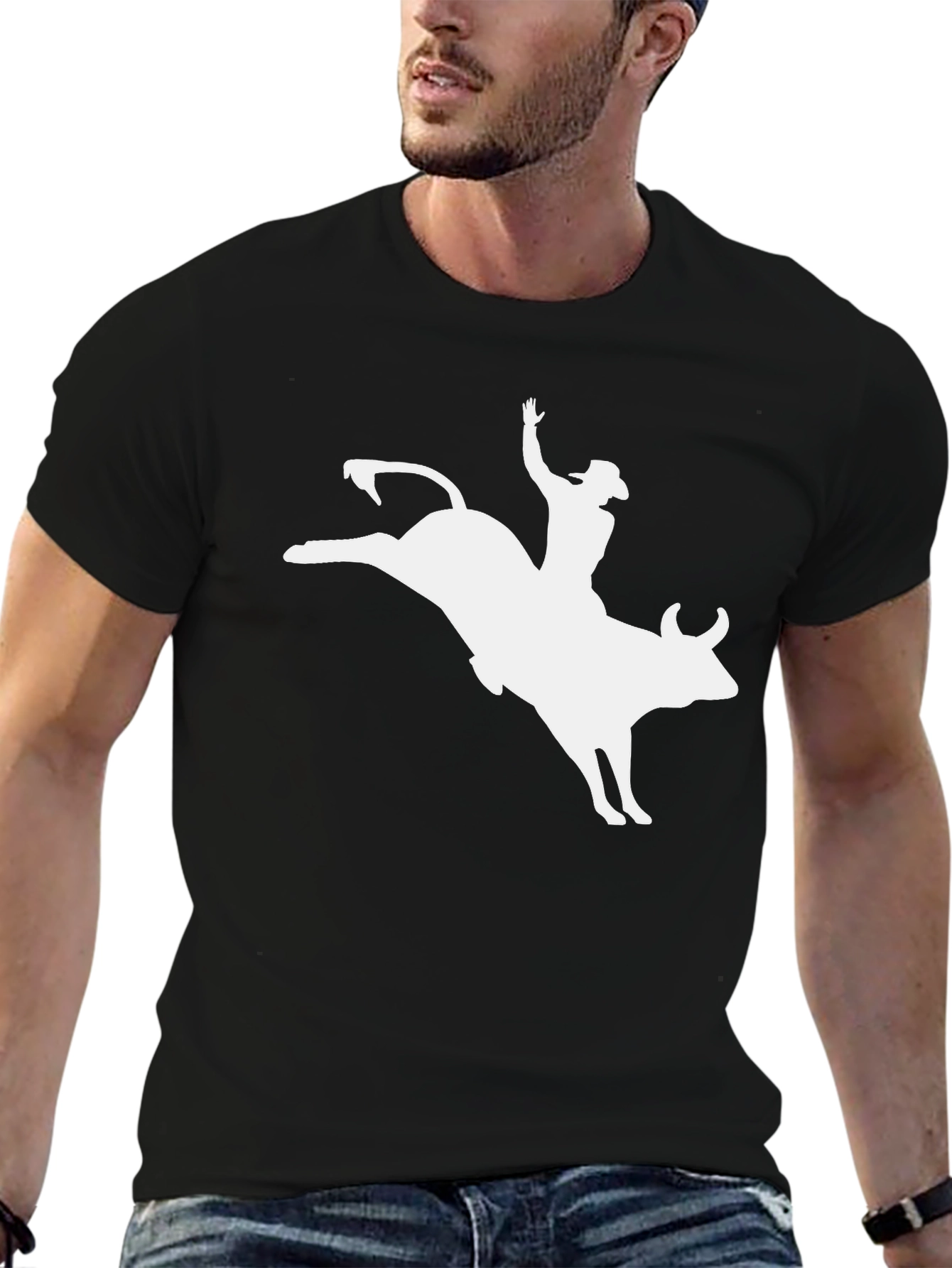 Rodeo Rider T-Shirt - Black Cotton Bull Riding Tee