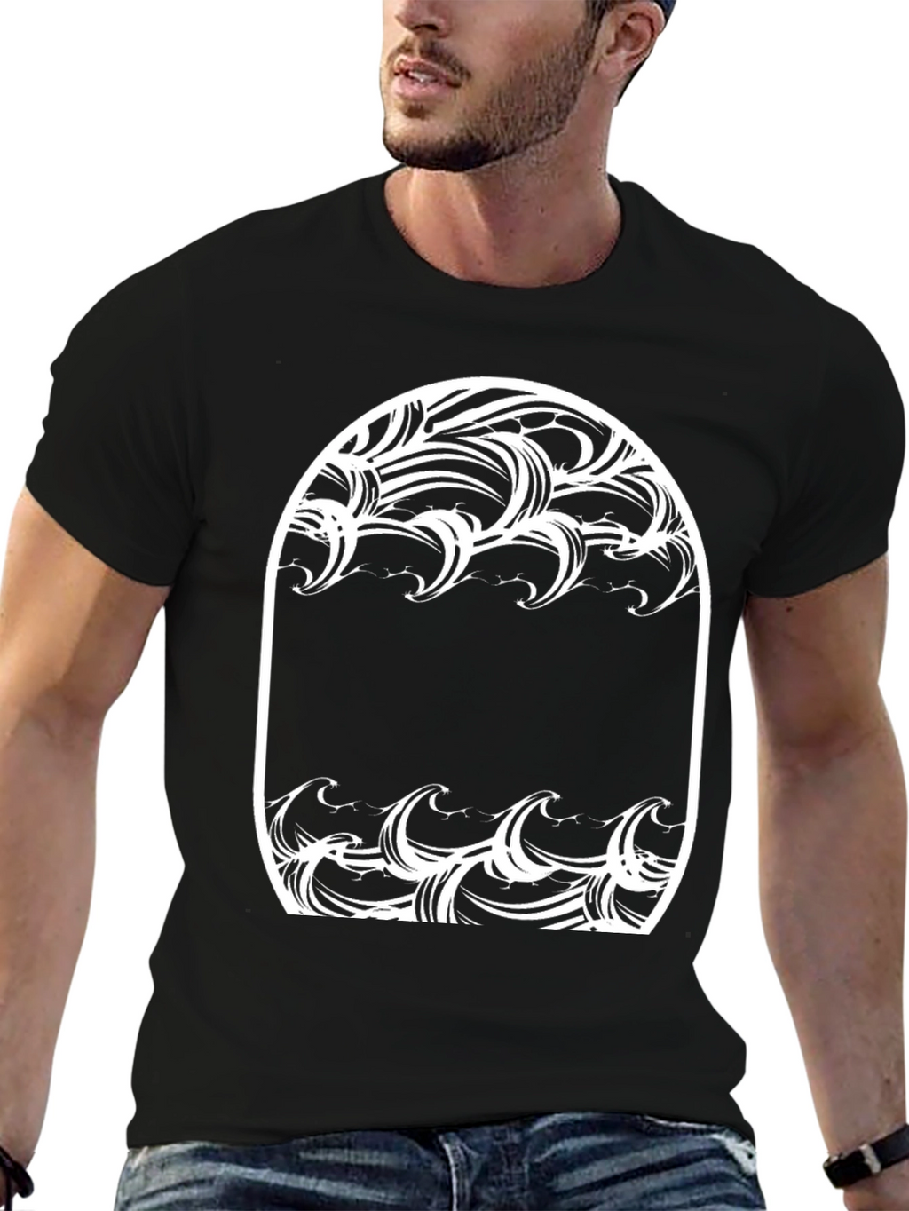 Ocean Wave Graphic Tee - Black