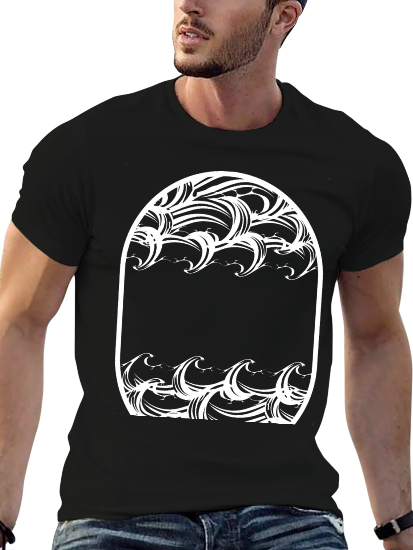 Ocean Wave Graphic Tee - Black