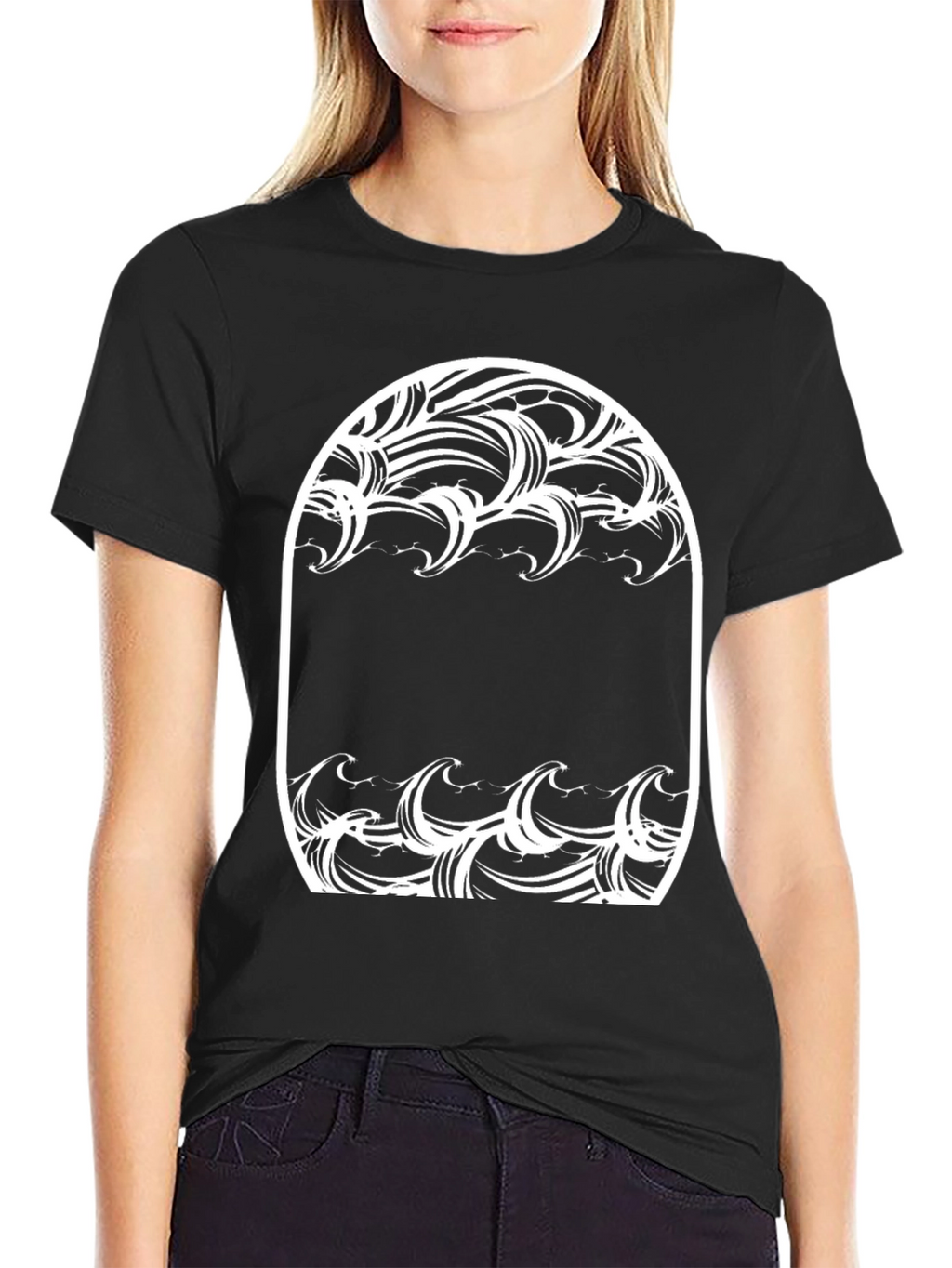 Ocean Wave Graphic Tee - Black