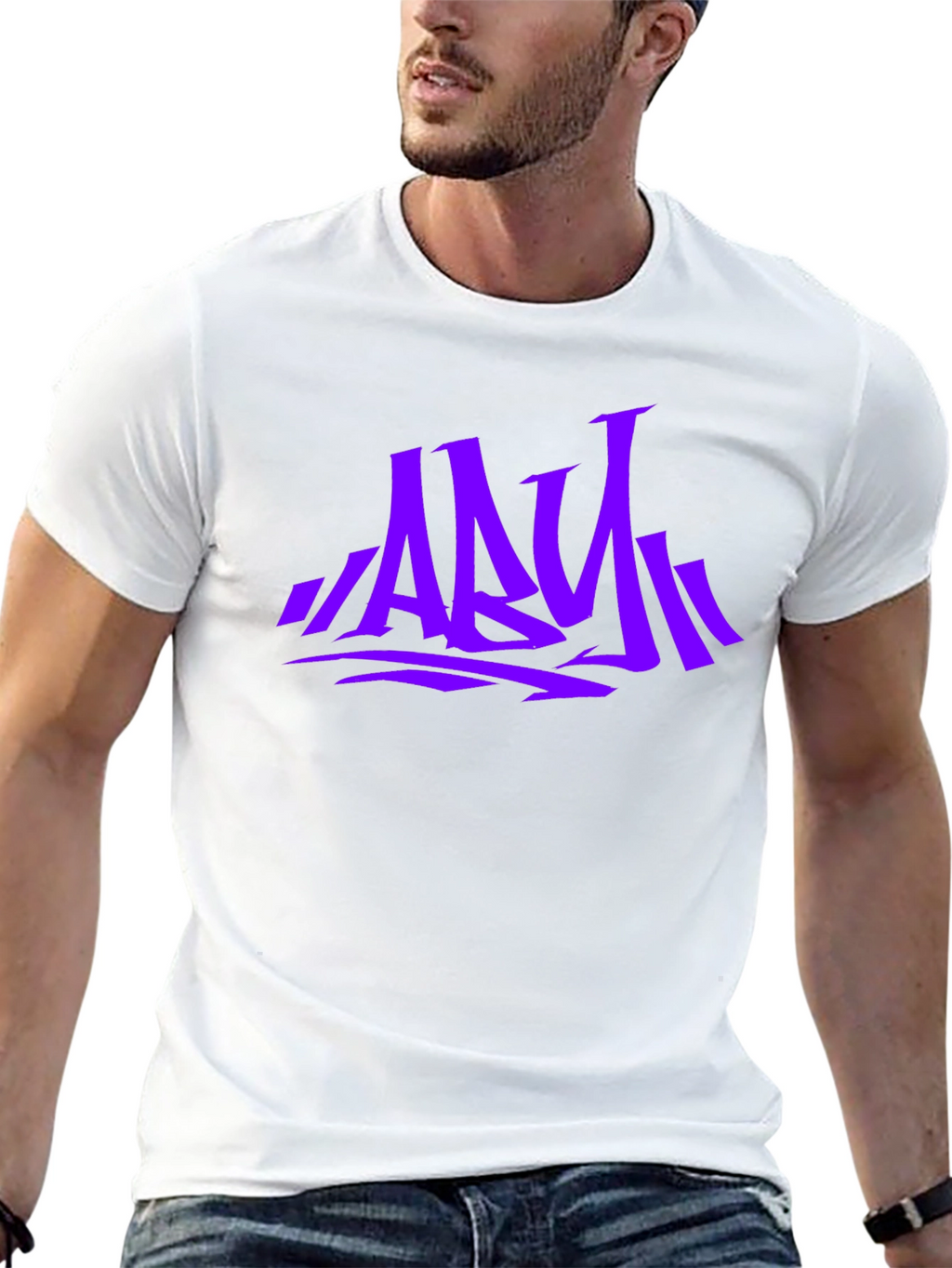 Stylish Graphic Print Mens T-Shirt - Purple ABY Design