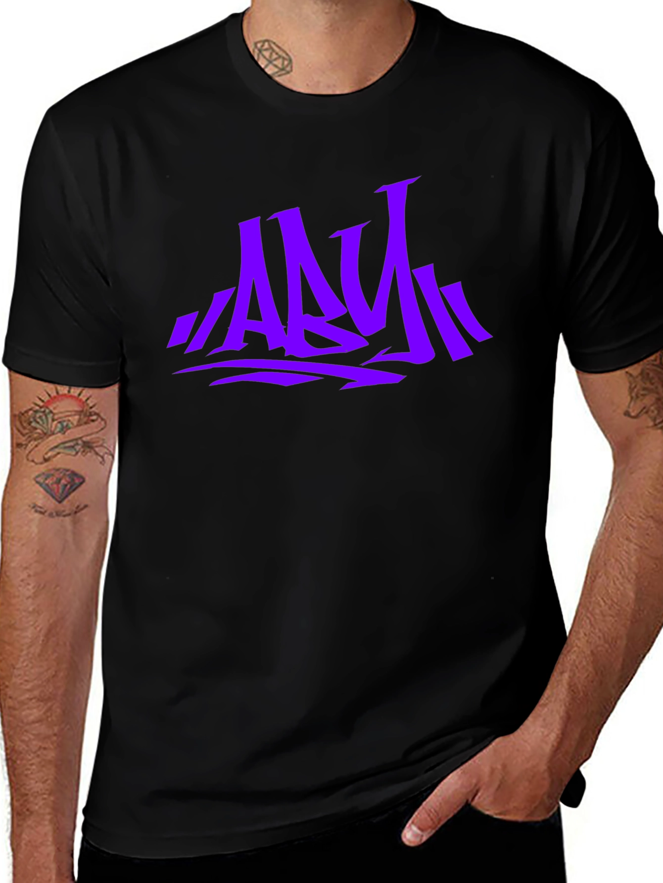 Stylish Graphic Print Mens T-Shirt - Purple ABY Design