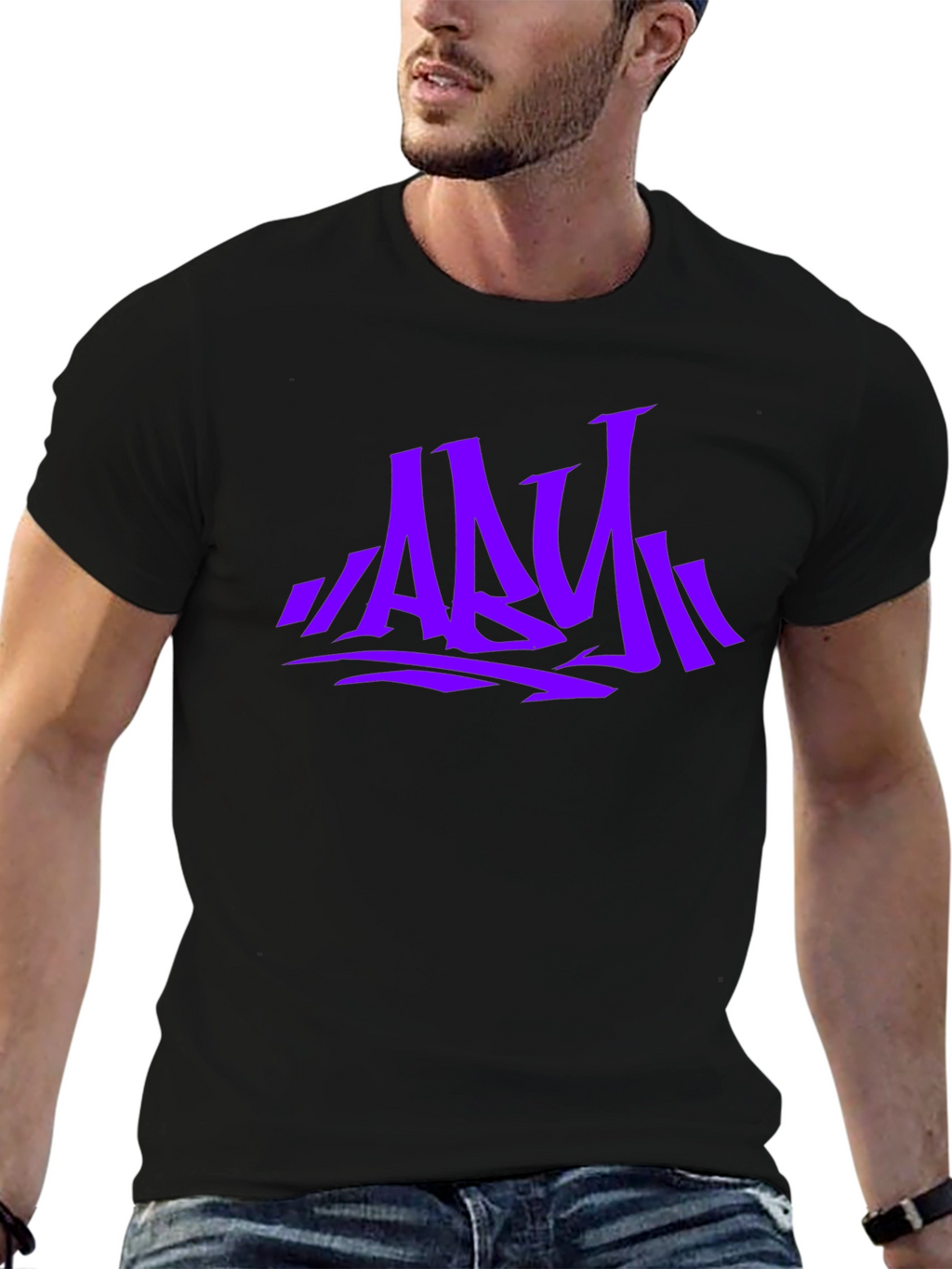 Stylish Graphic Print Mens T-Shirt - Purple ABY Design