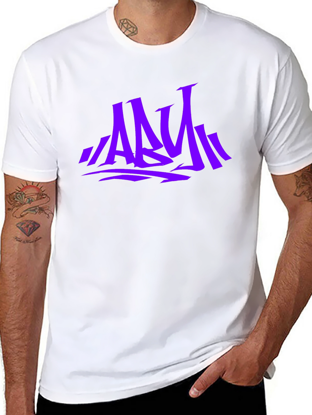 Stylish Graphic Print Mens T-Shirt - Purple ABY Design