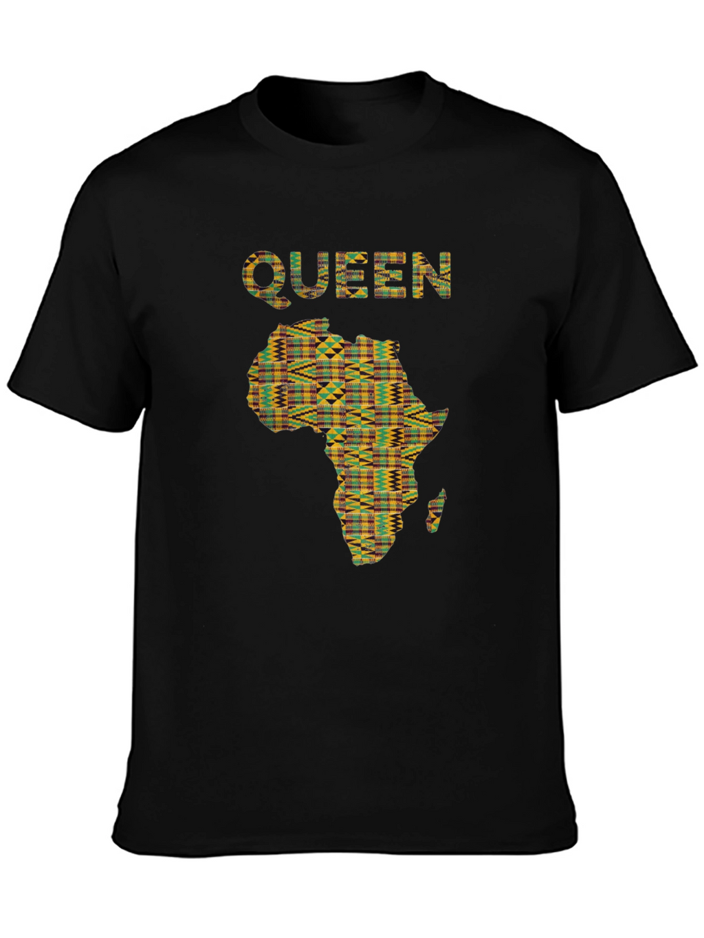 Queen Africa Map Graphic Print Black T-Shirt