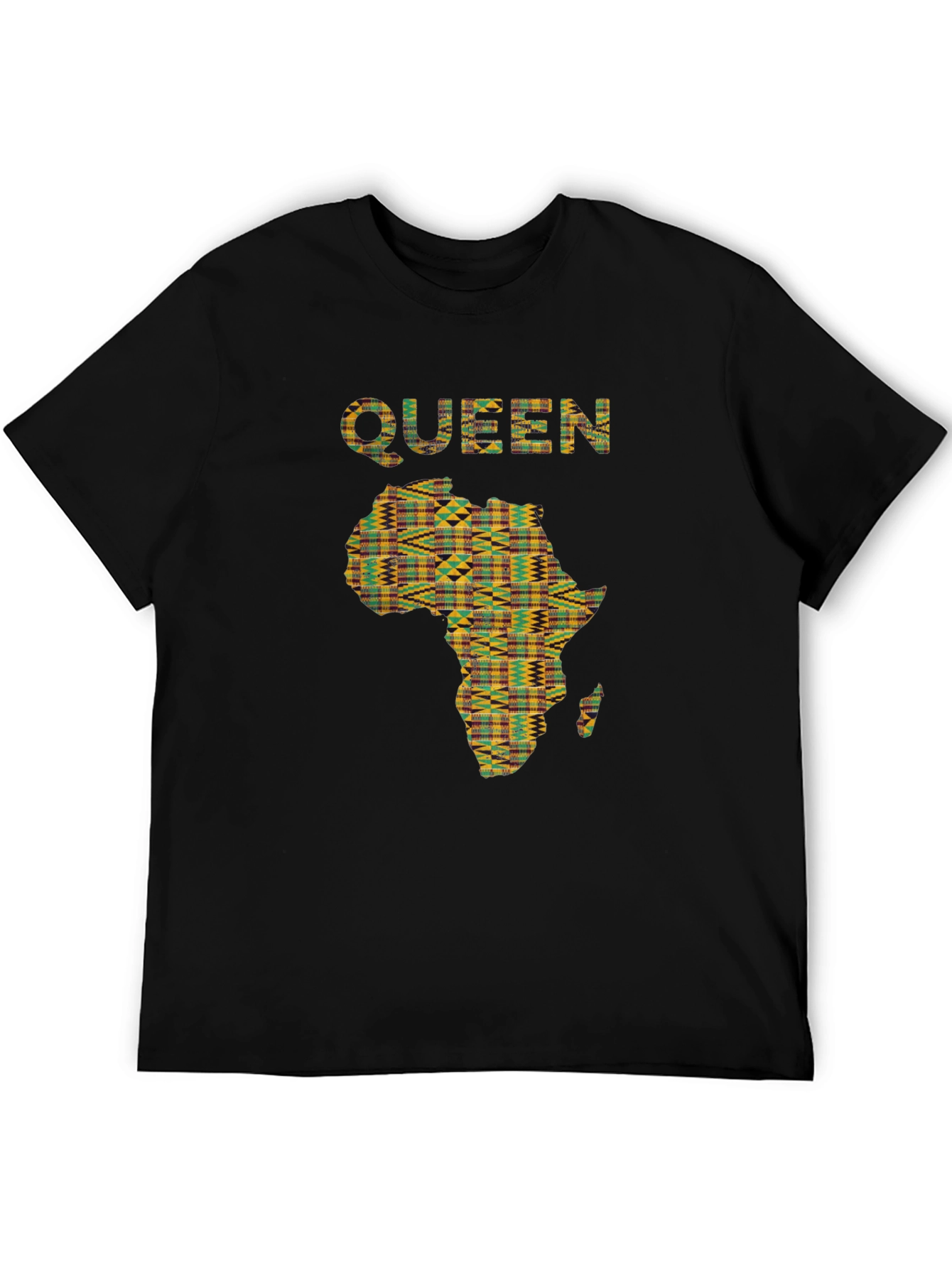 Queen Africa Map Graphic Print Black T-Shirt