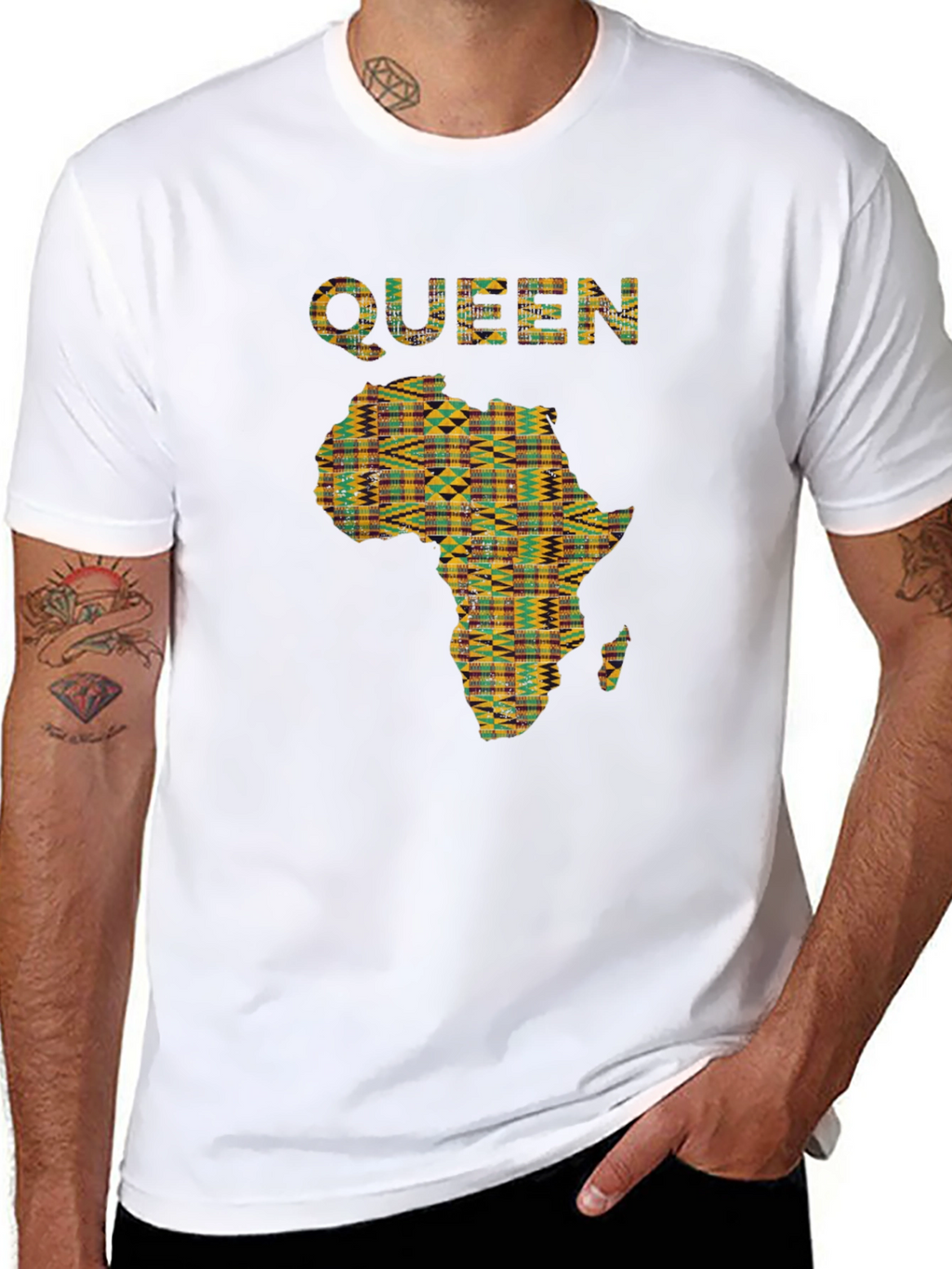 Queen Africa Map Graphic Print Black T-Shirt