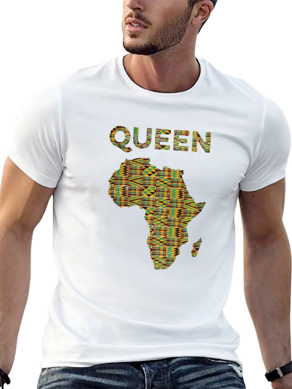 Queen Africa Map Graphic Print Black T-Shirt