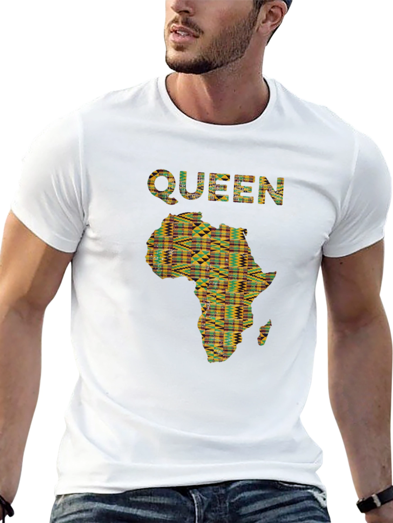 Queen Africa Map Graphic Print Black T-Shirt
