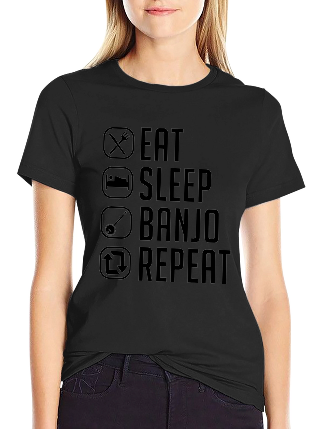 Eat Sleep Banjo Repeat Graphic Tee - Black