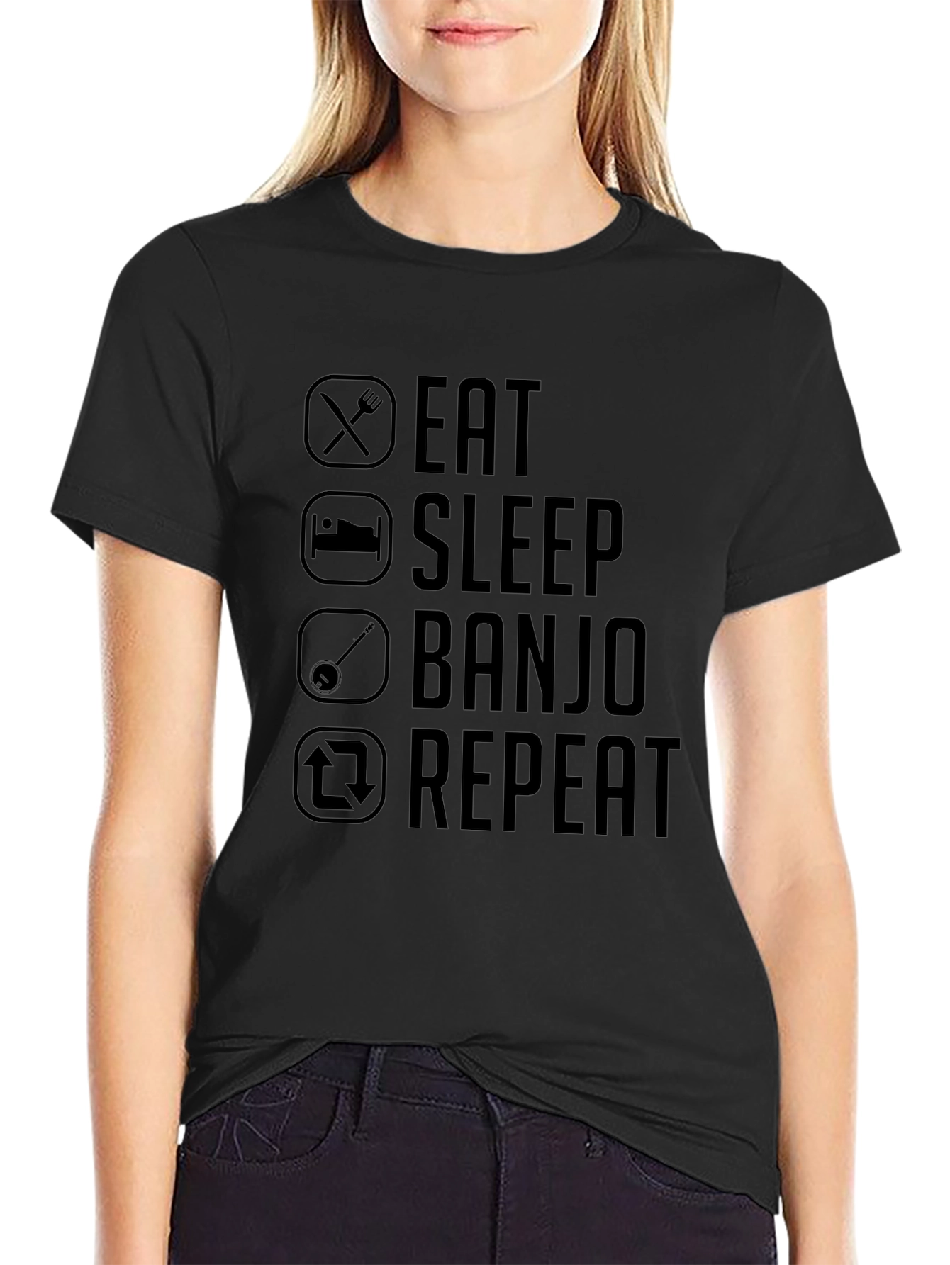 Eat Sleep Banjo Repeat Graphic Tee - Black