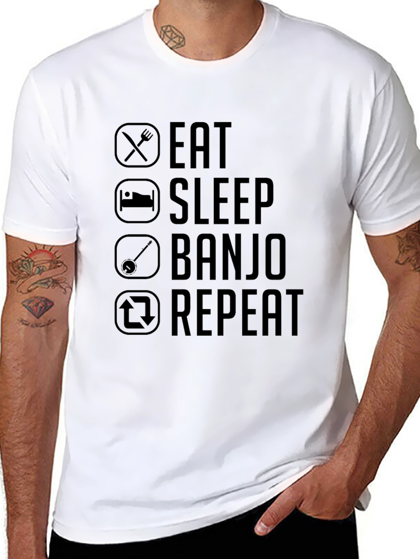 Eat Sleep Banjo Repeat Graphic Tee - Black