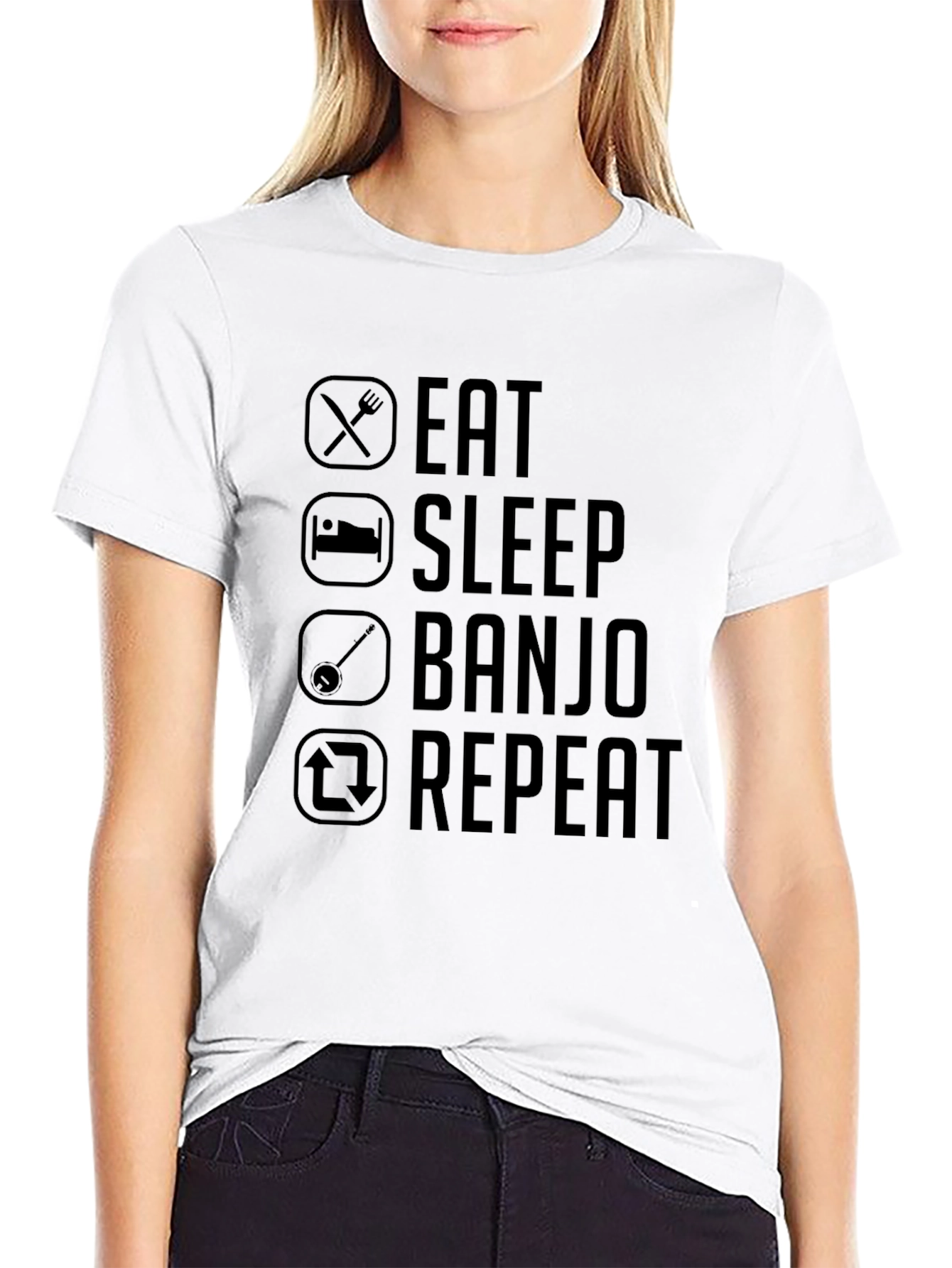 Eat Sleep Banjo Repeat Graphic Tee - Black