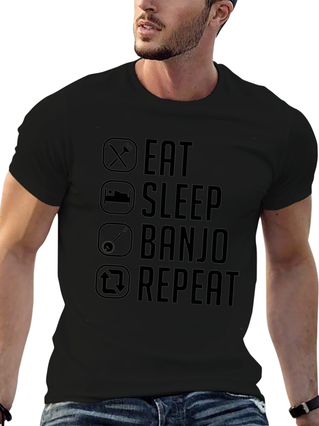 Eat Sleep Banjo Repeat Graphic Tee - Black