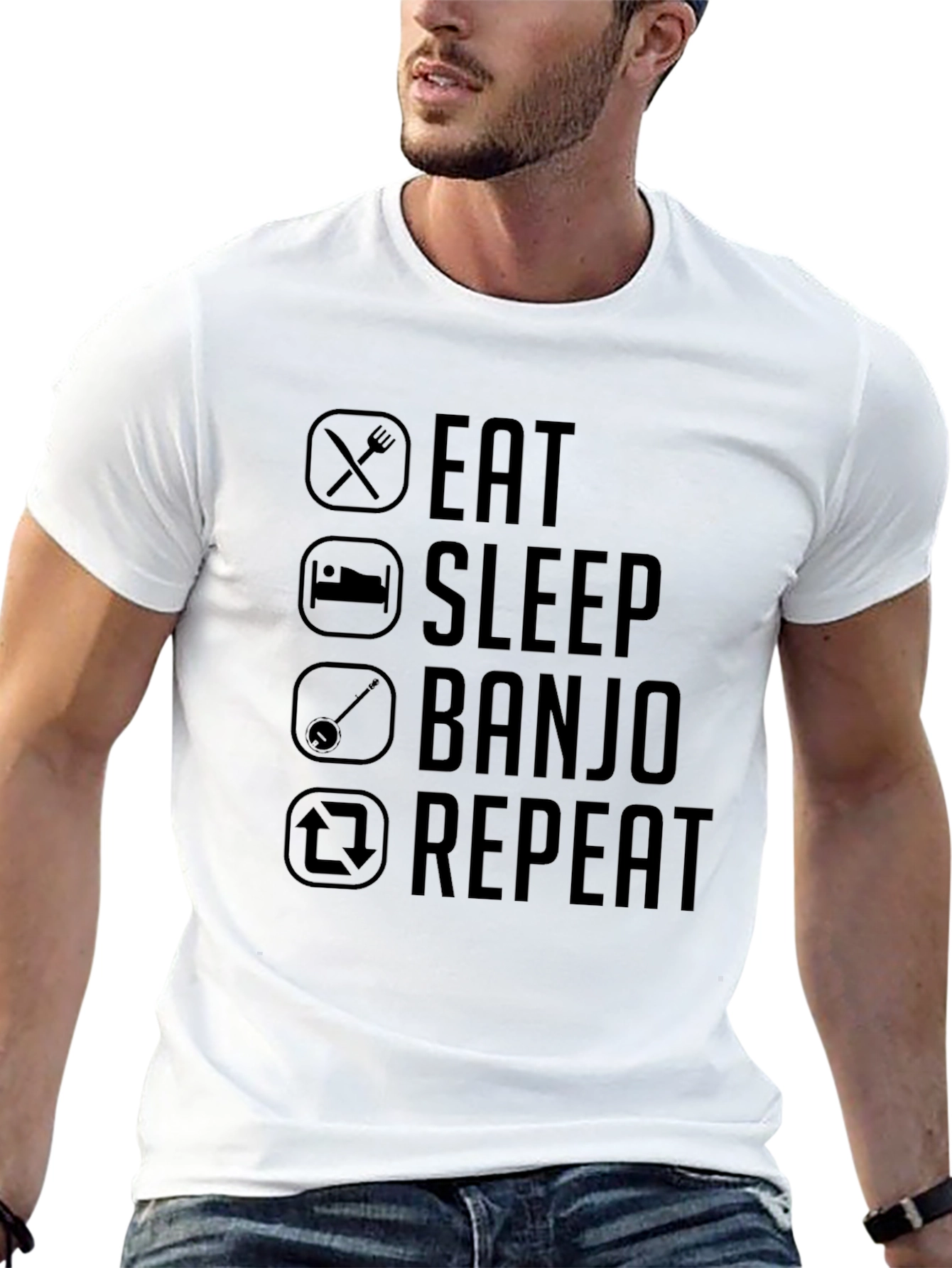 Eat Sleep Banjo Repeat Graphic Tee - Black