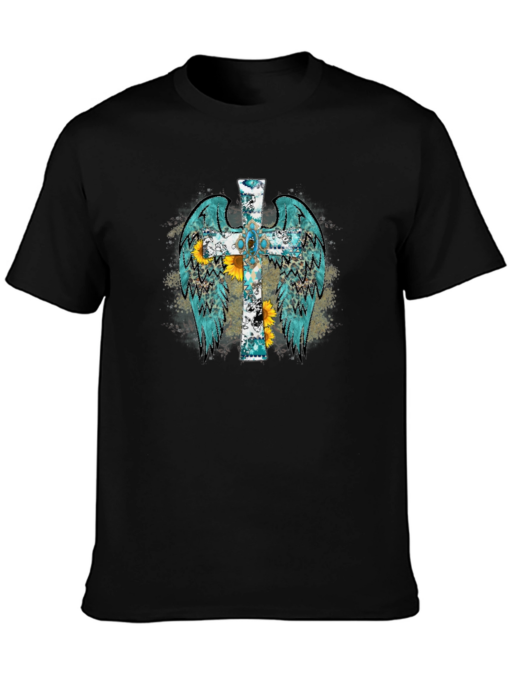 Cross Wings Graphic Black T-Shirt