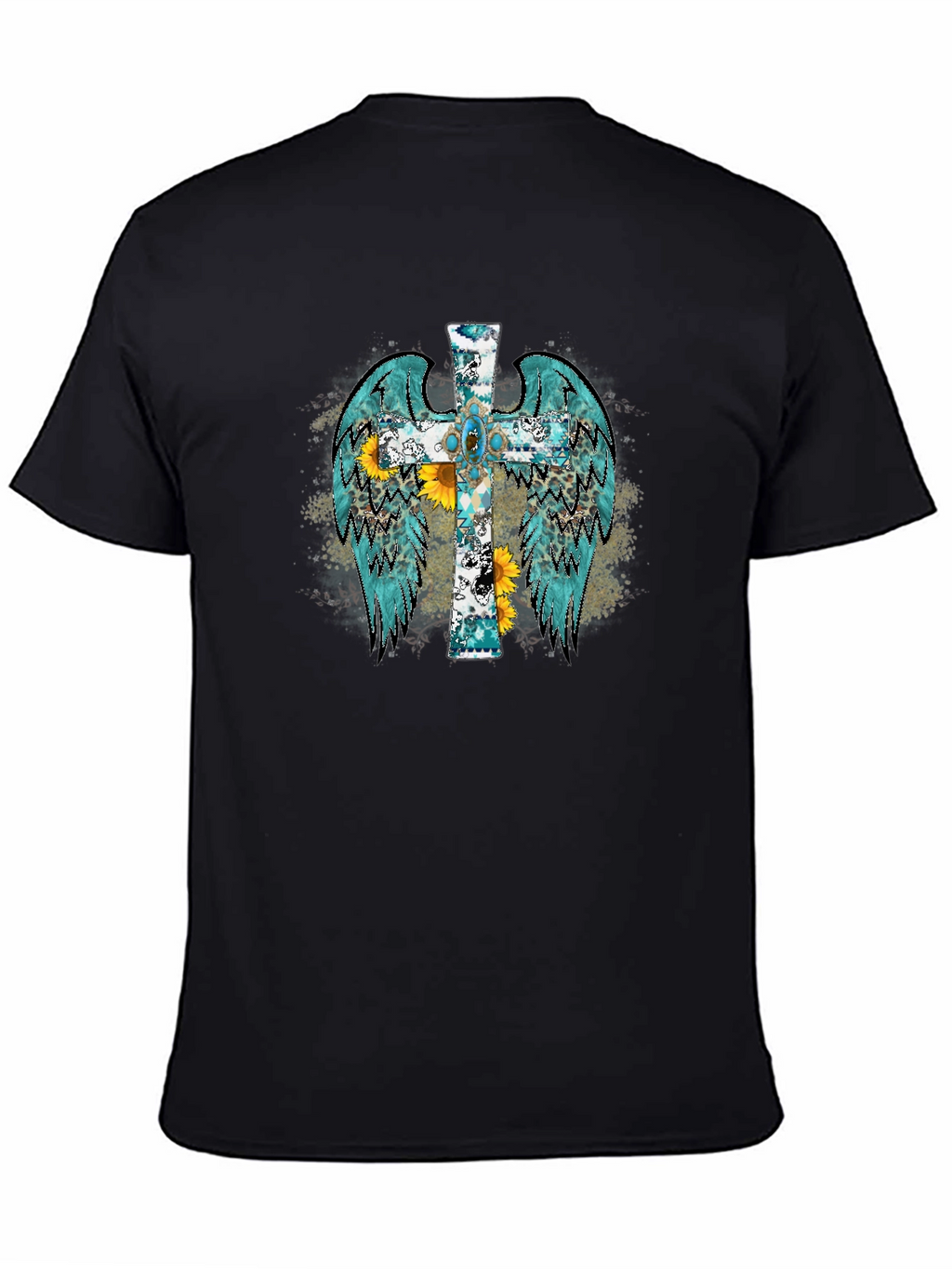 Cross Wings Graphic Black T-Shirt