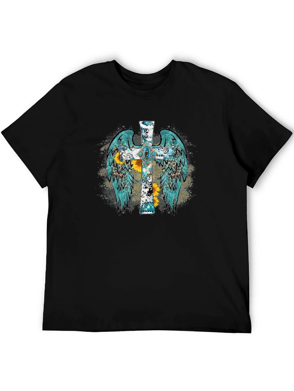 Cross Wings Graphic Black T-Shirt