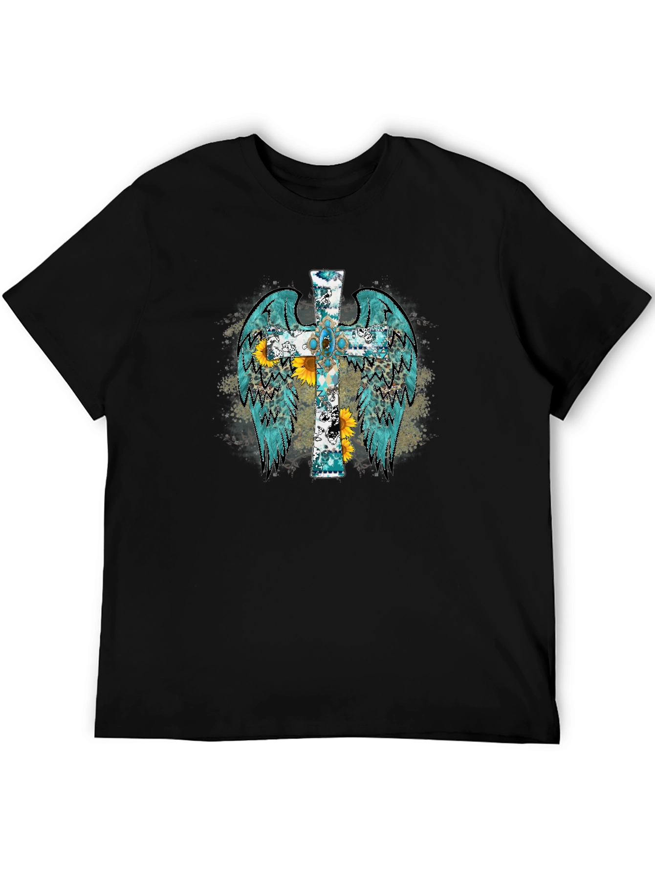 Cross Wings Graphic Black T-Shirt