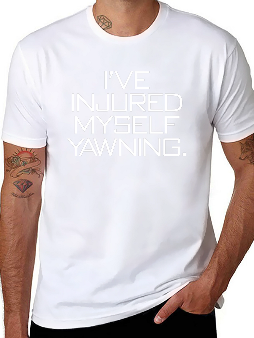 Funny Ive Injured Myself Yawning Black T-Shirt