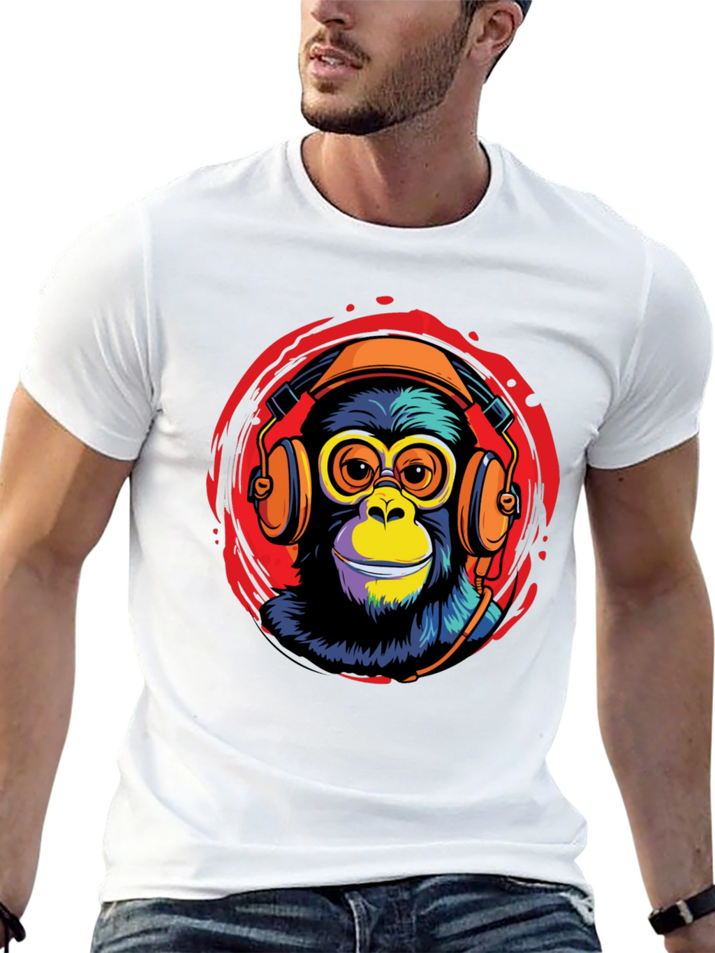 Cool Monkey DJ Graphic Tee - Black