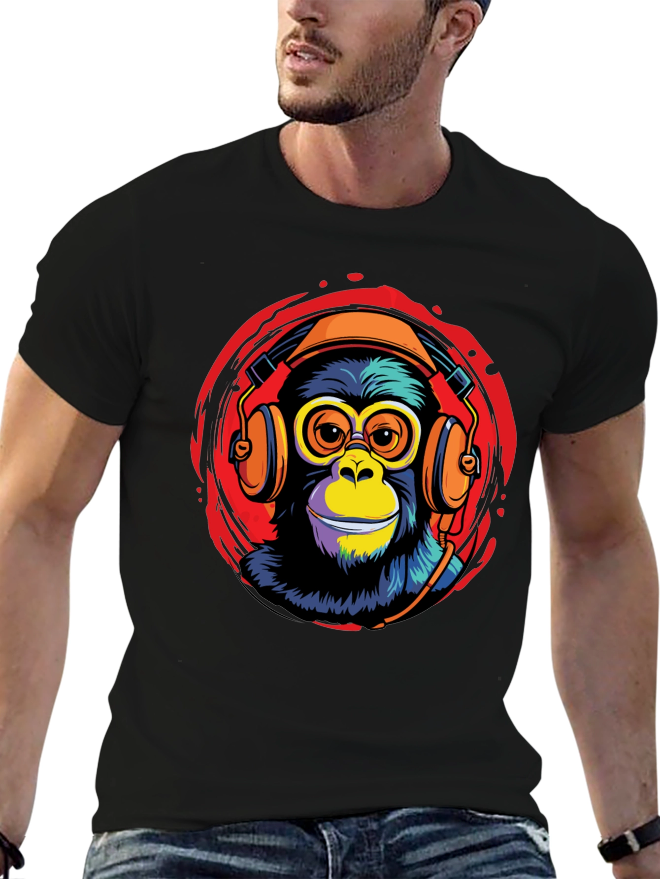 Cool Monkey DJ Graphic Tee - Black