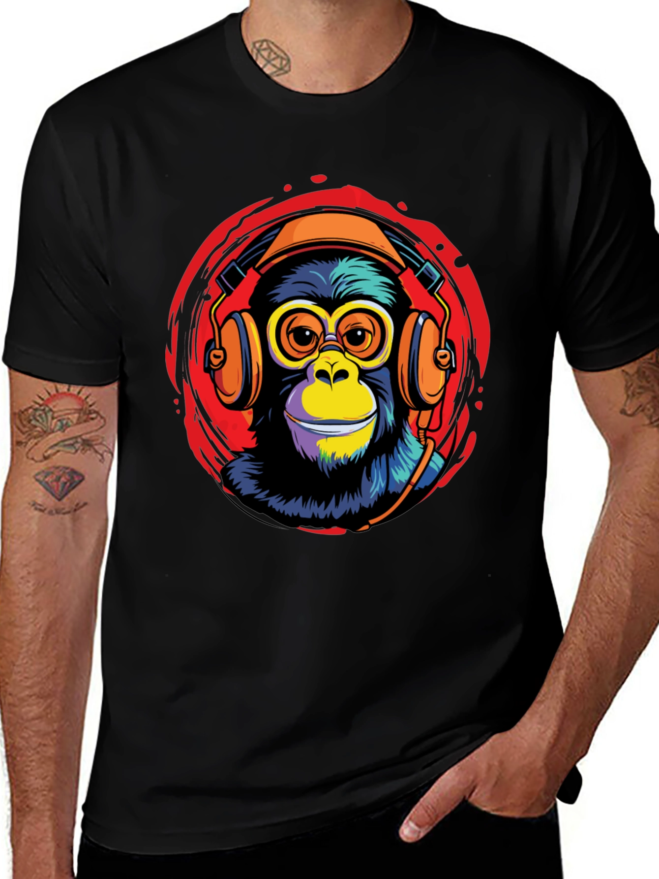 Cool Monkey DJ Graphic Tee - Black