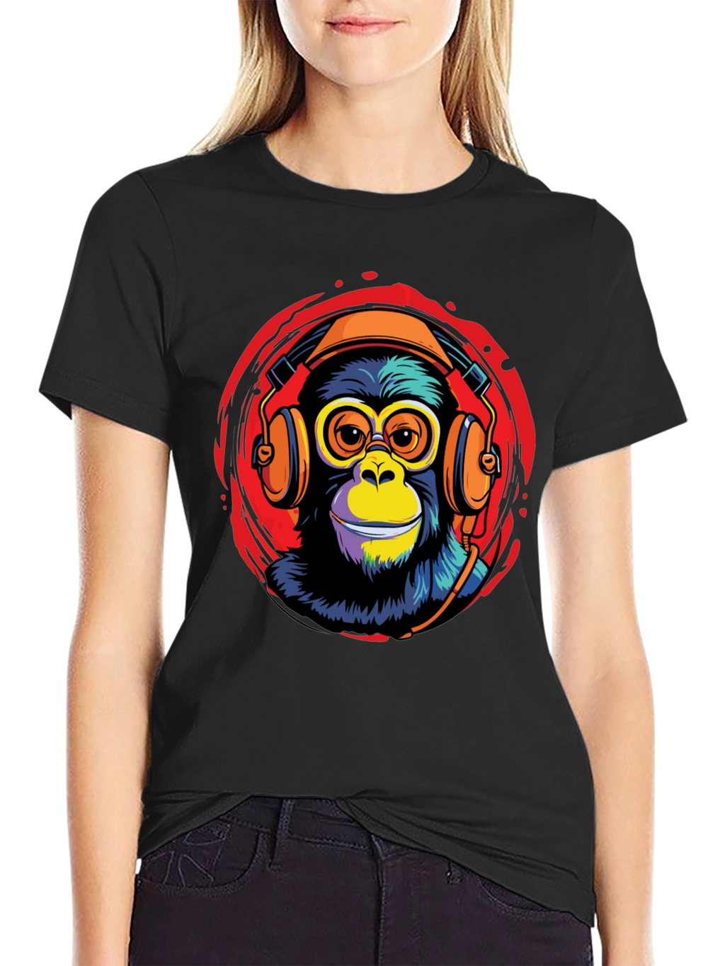Cool Monkey DJ Graphic Tee - Black