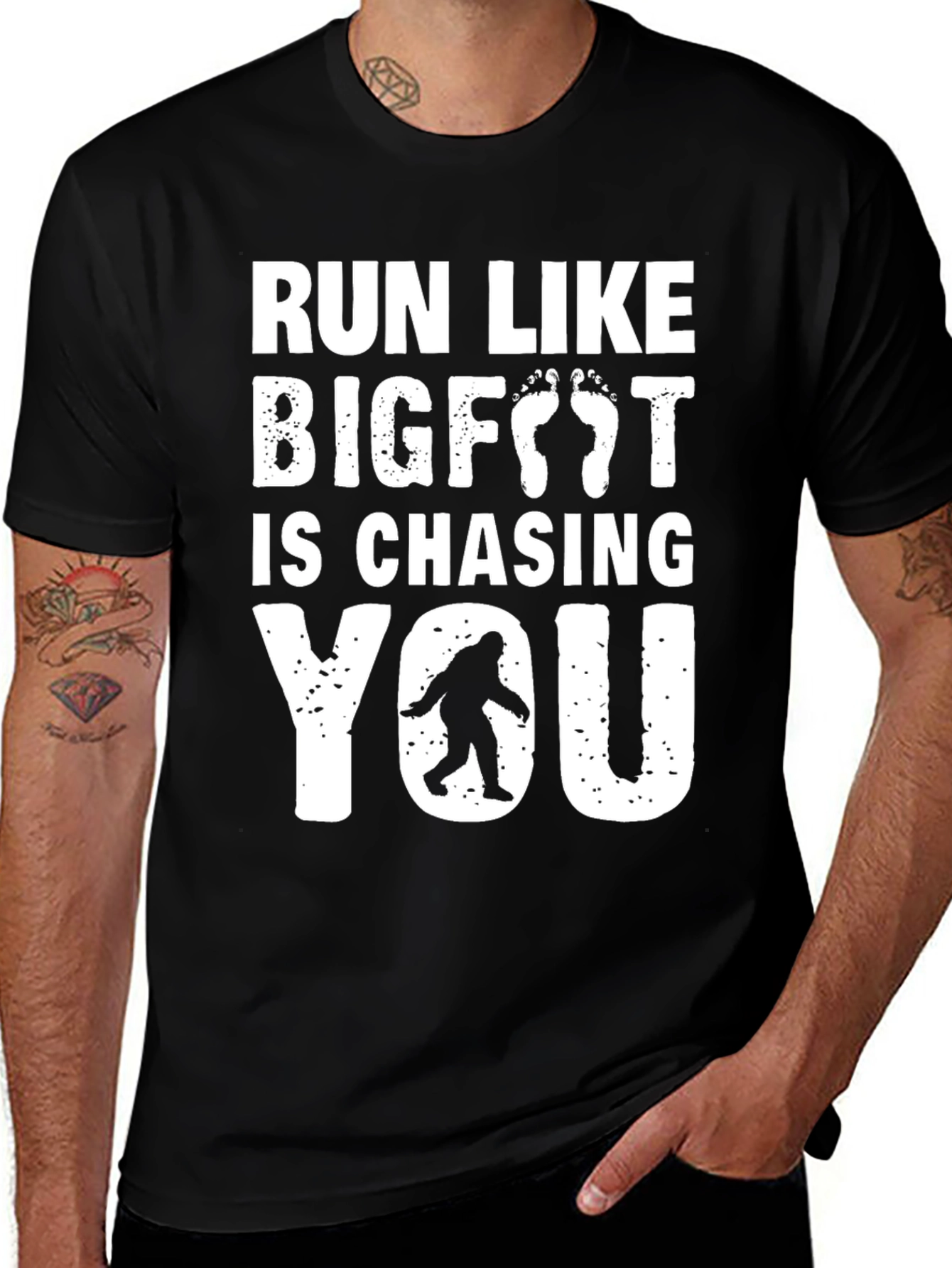 Run Like Bigfoot T-Shirt - Funny Sasquatch Tee