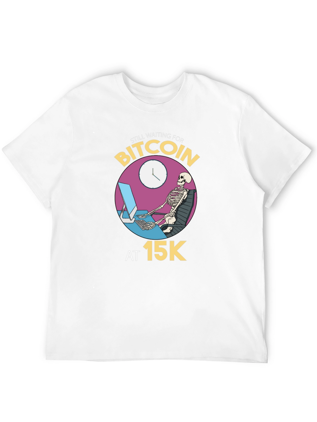 Bitcoin Waiting Skeleton Black T-Shirt
