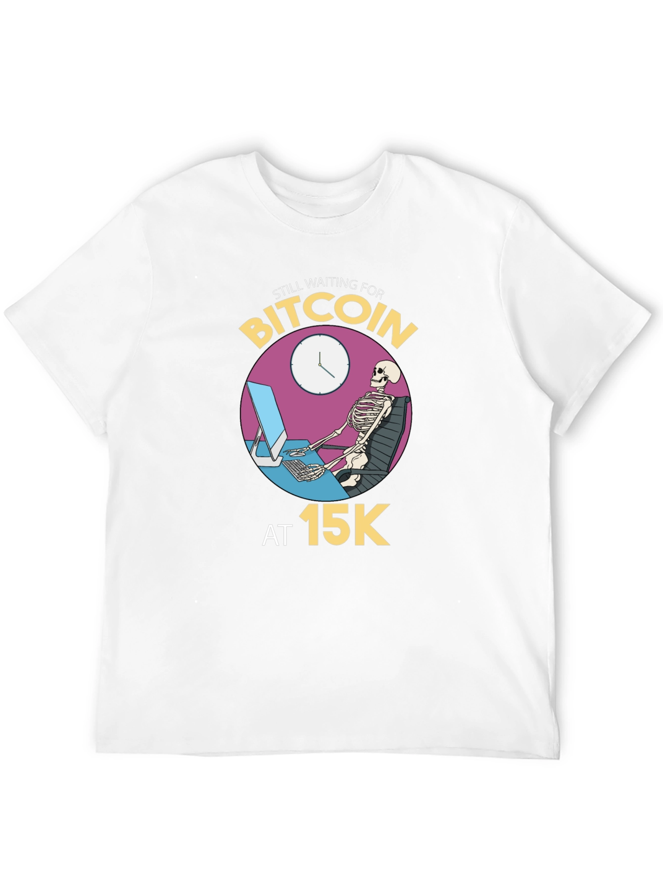 Bitcoin Waiting Skeleton Black T-Shirt