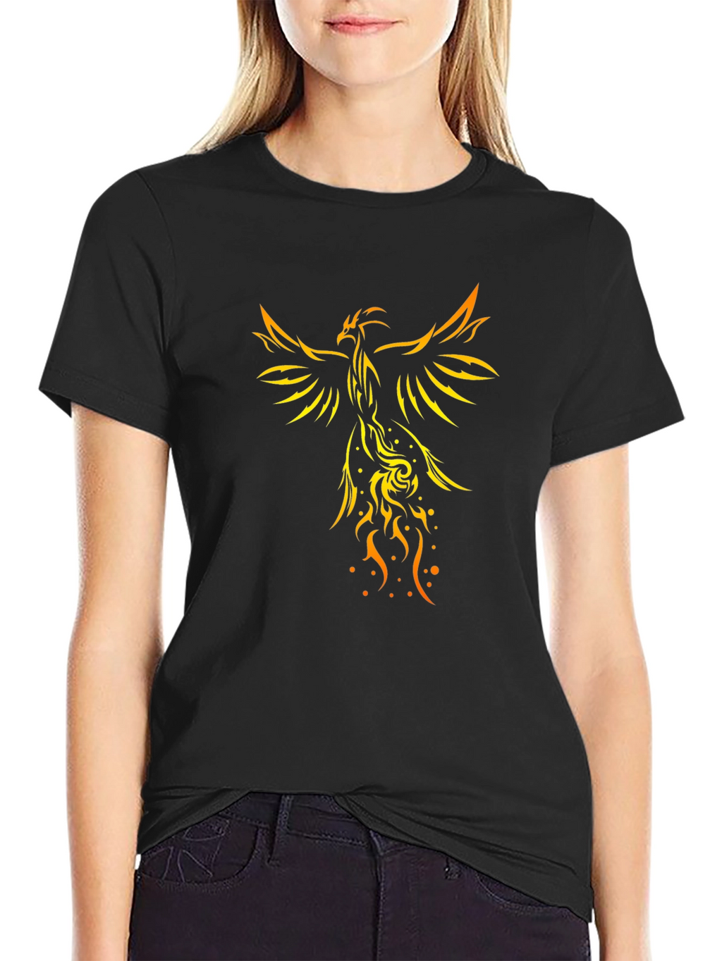Phoenix Graphic Print Black T-Shirt