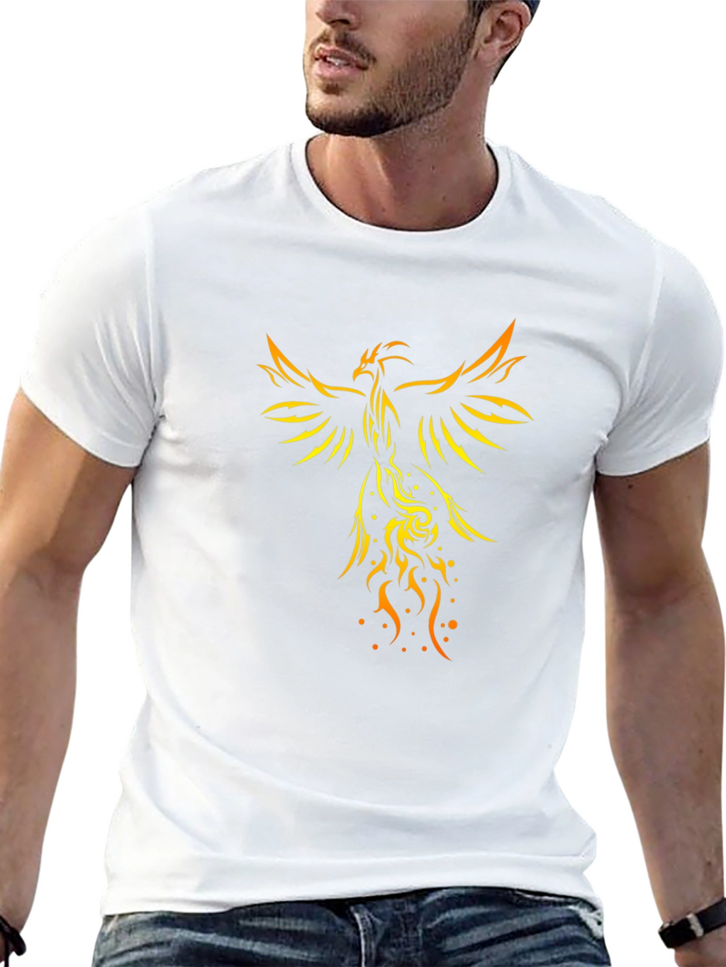 Phoenix Graphic Print Black T-Shirt