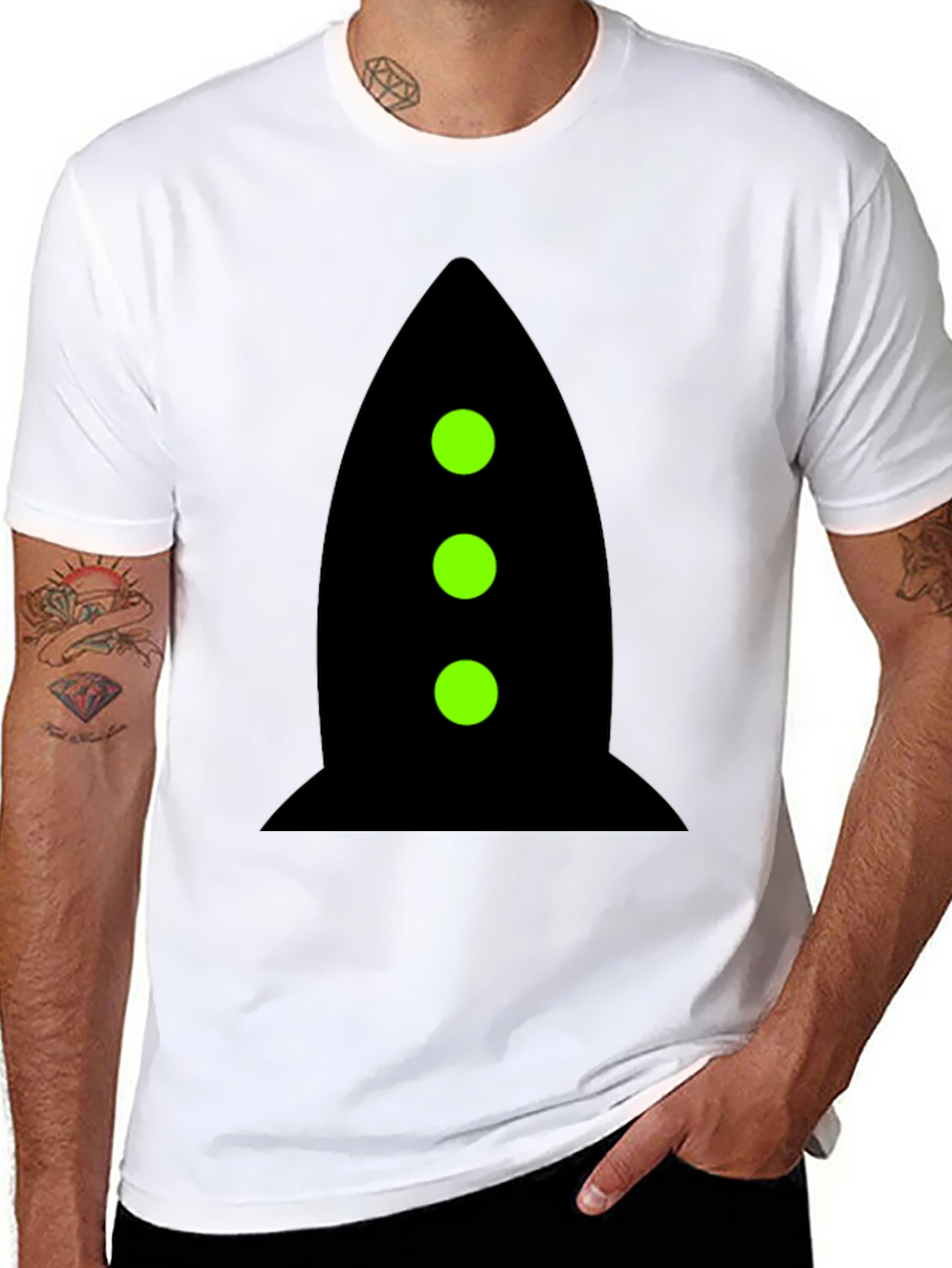 Rocket Graphic Tee - Black Cotton Blend Shirt
