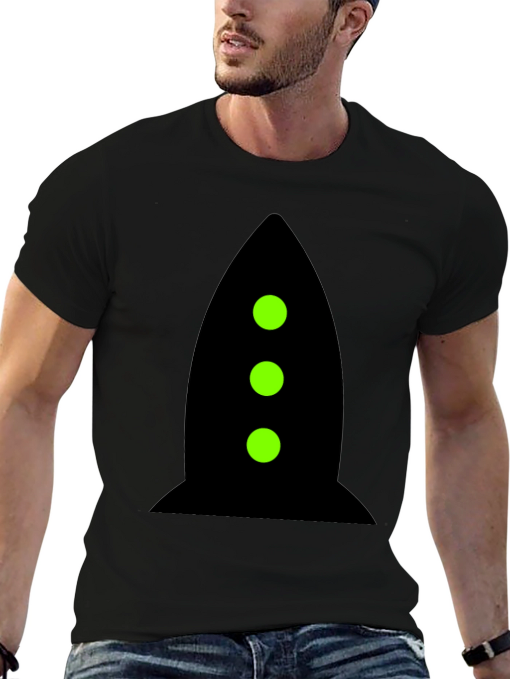 Rocket Graphic Tee - Black Cotton Blend Shirt