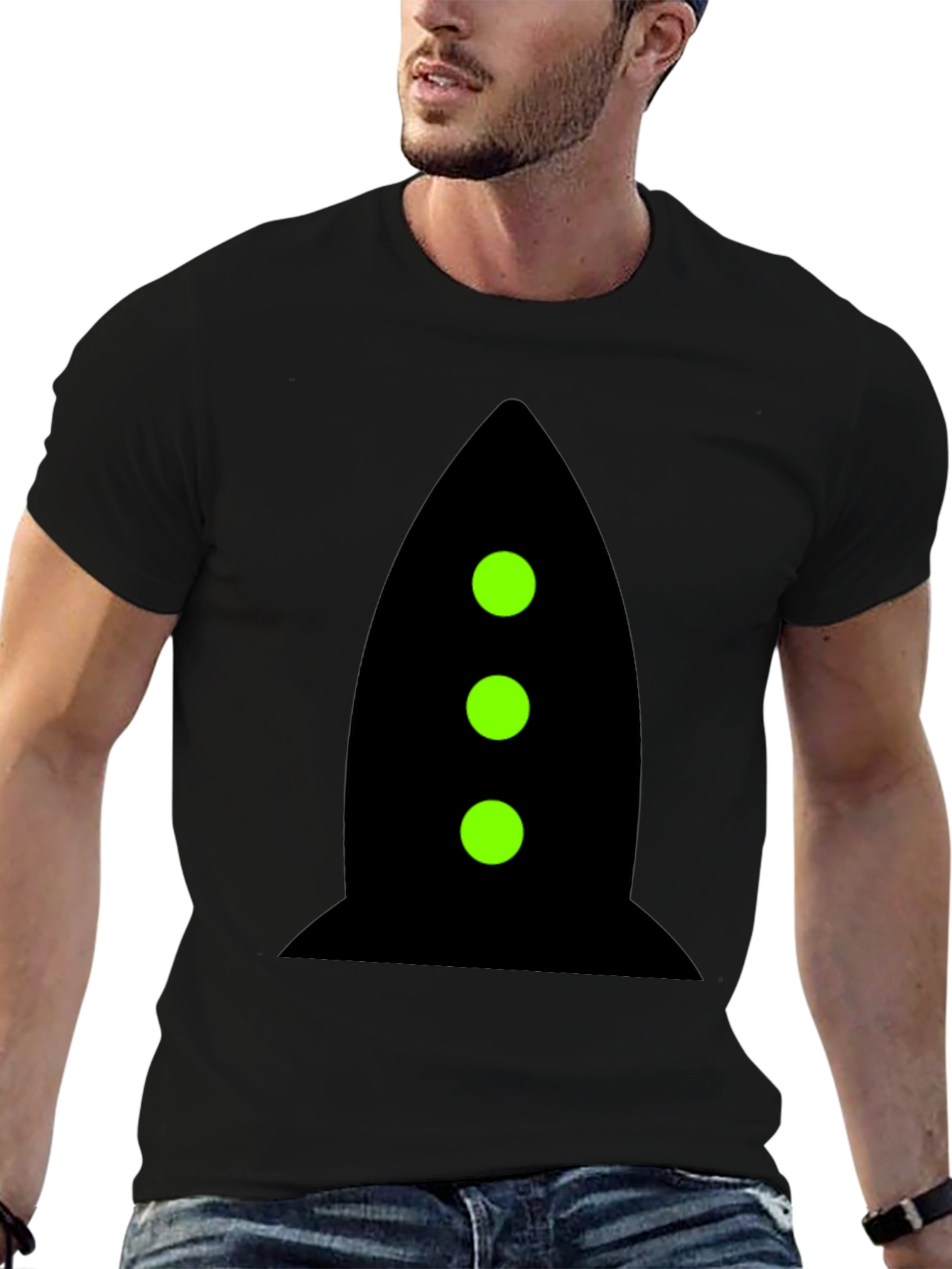 Rocket Graphic Tee - Black Cotton Blend Shirt