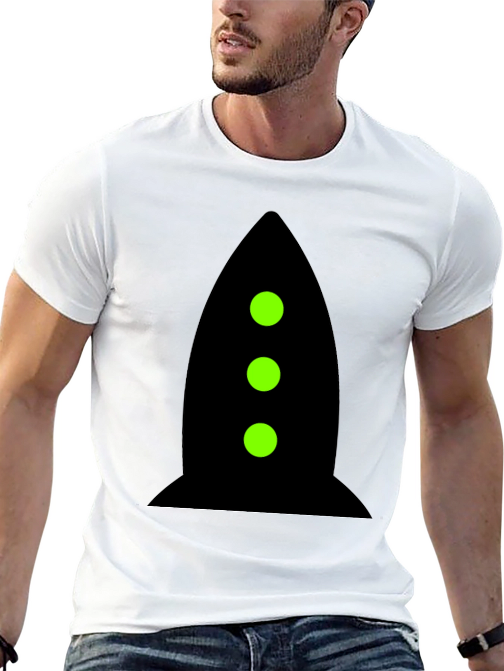 Rocket Graphic Tee - Black Cotton Blend Shirt