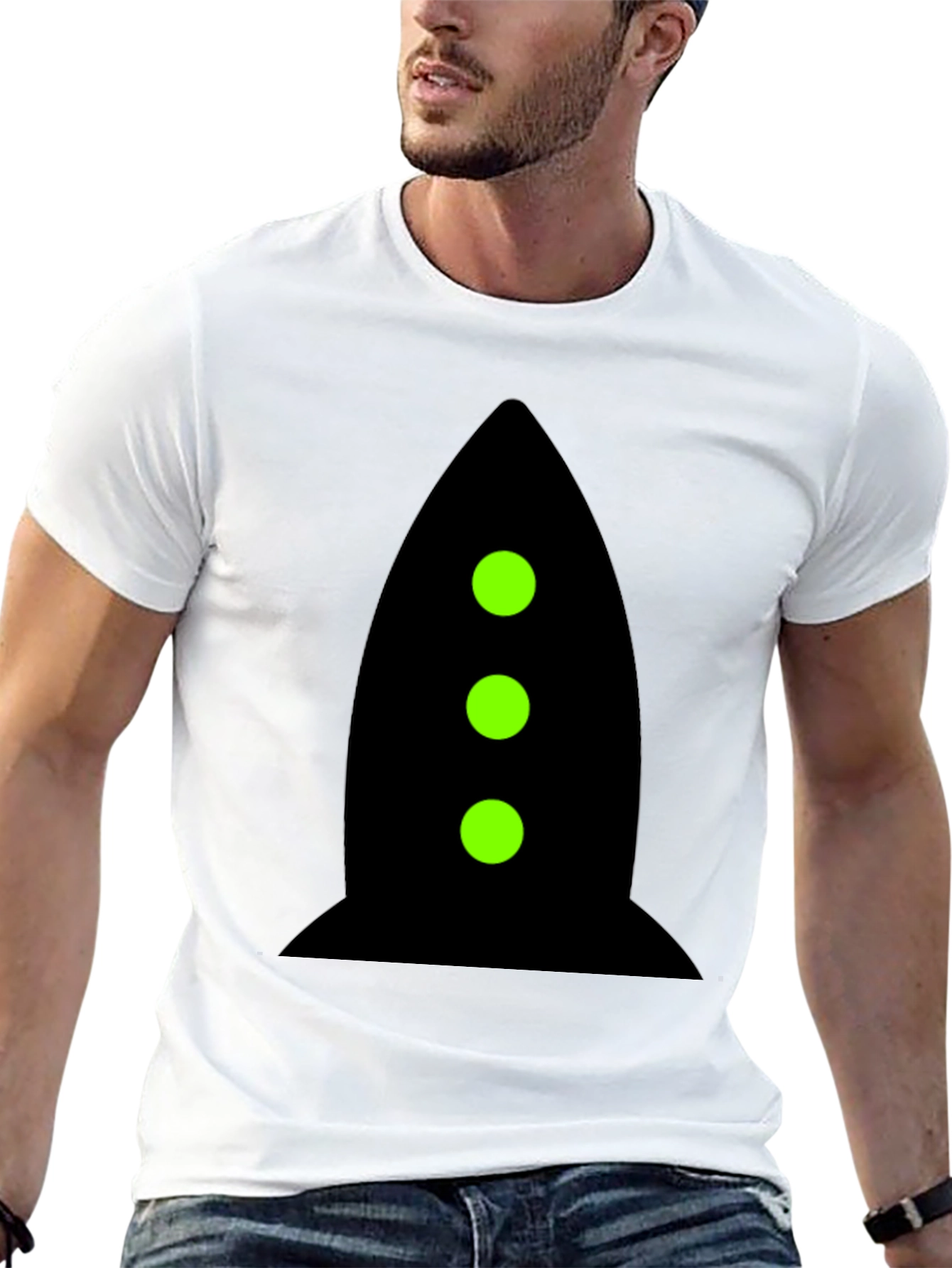 Rocket Graphic Tee - Black Cotton Blend Shirt
